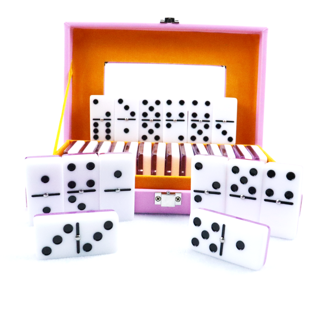 Factory acrylic dominoes game set 28 pcs custom logo and package domino game domino set for table games