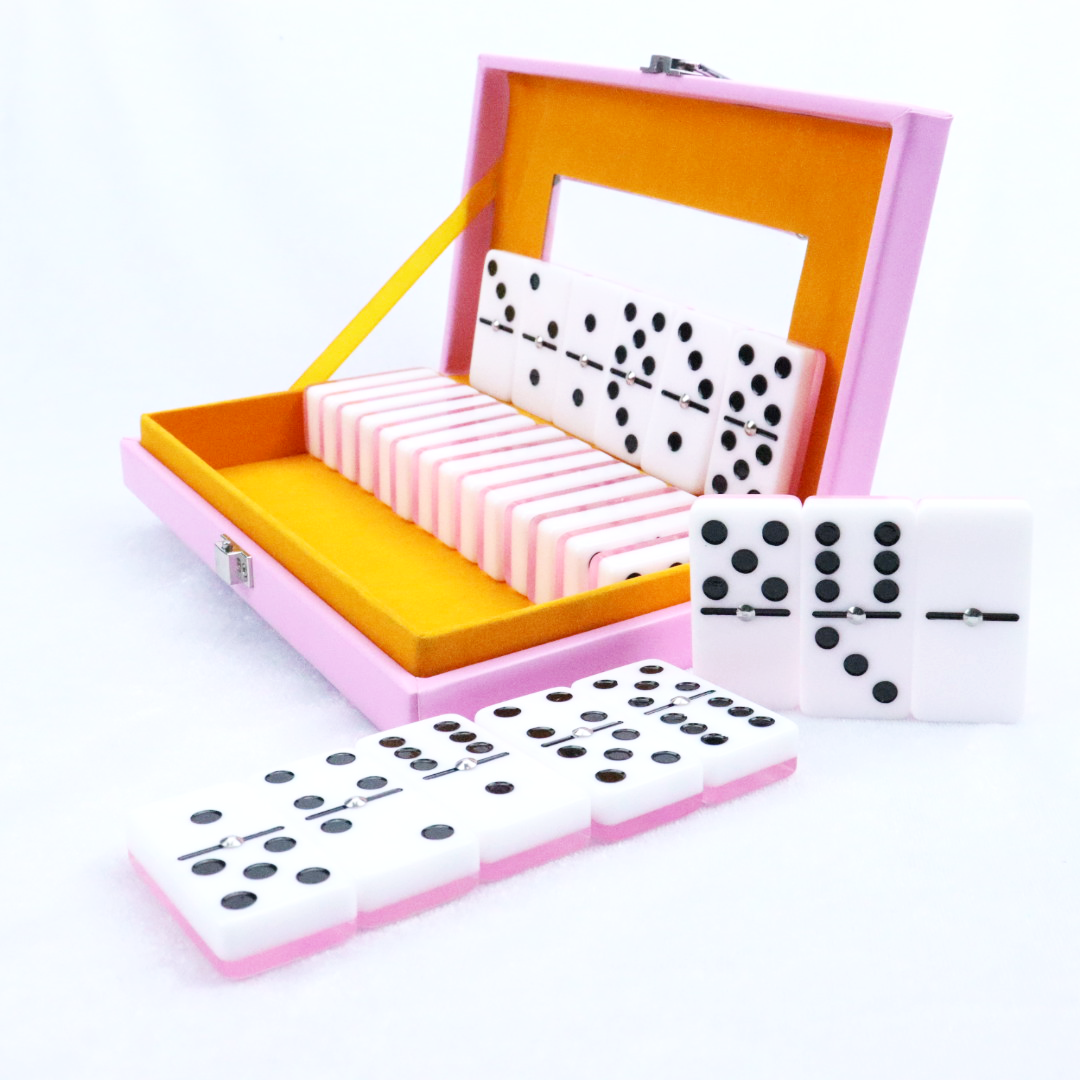 Factory acrylic dominoes game set 28 pcs custom logo and package domino game domino set for table games