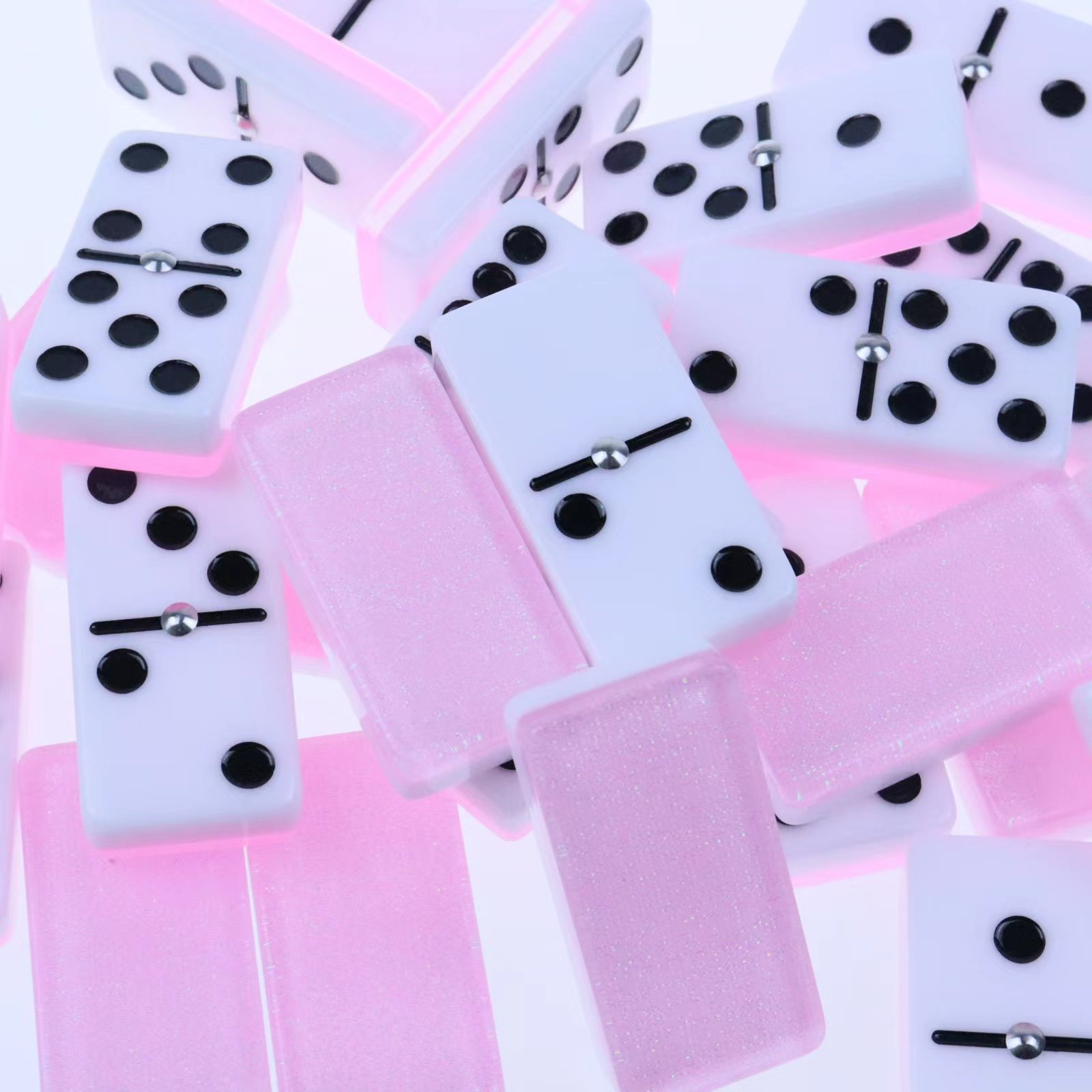 Factory acrylic dominoes game set 28 pcs custom logo and package domino game domino set for table games