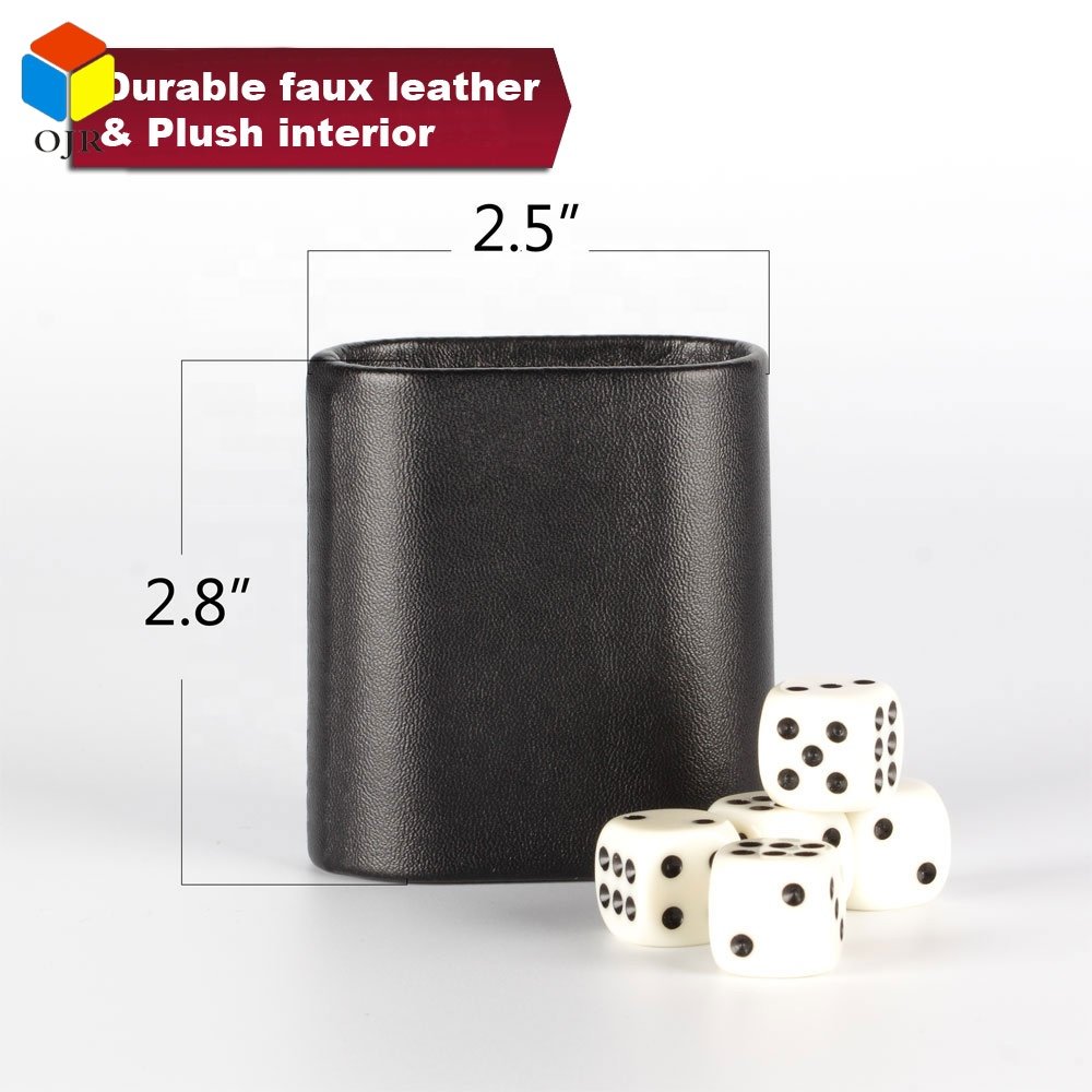 Black Leather Stacking Cups Set Cheap Custom Logo Pu Leather Round High Quality Dice Cup For Games