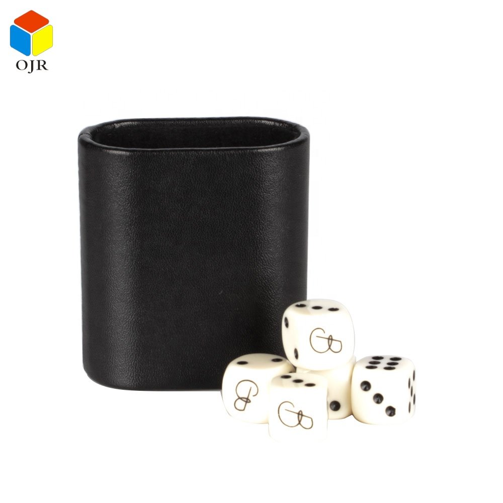 Black Leather Stacking Cups Set Cheap Custom Logo Pu Leather Round High Quality Dice Cup For Games