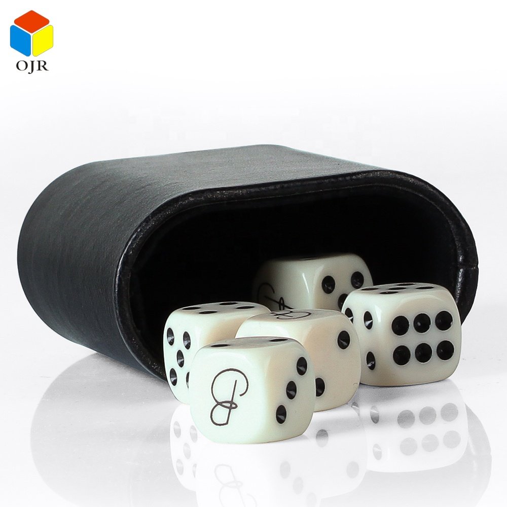 Black Leather Stacking Cups Set Cheap Custom Logo Pu Leather Round High Quality Dice Cup For Games