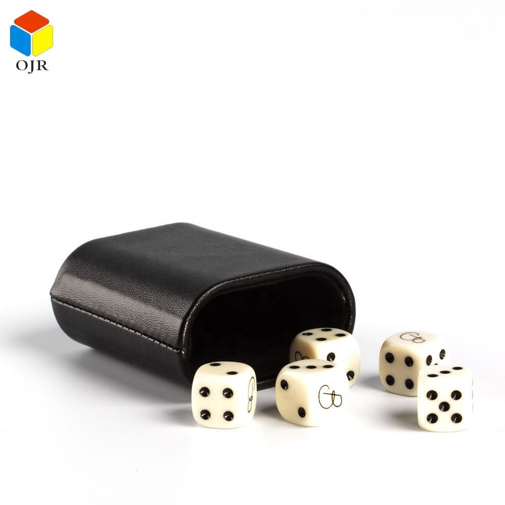Black Leather Stacking Cups Set Cheap Custom Logo Pu Leather Round High Quality Dice Cup For Games