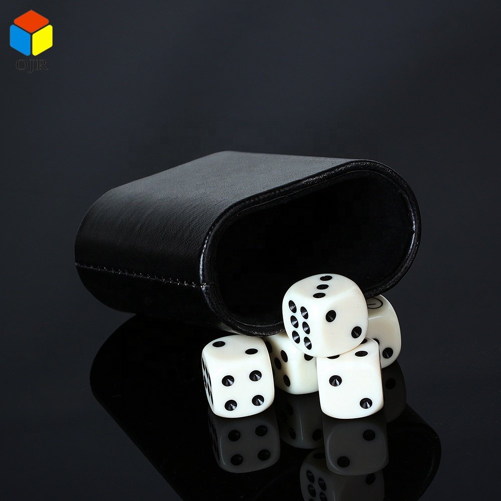 Black Leather Stacking Cups Set Cheap Custom Logo Pu Leather Round High Quality Dice Cup For Games