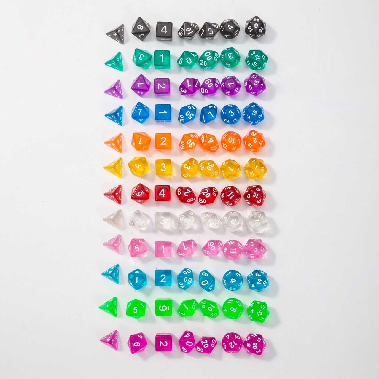 Acrylic Dice Set of 7pcs DND Dice Polyhedral Cubes Dice Acrylic Gaming Accessory Table entertainment products