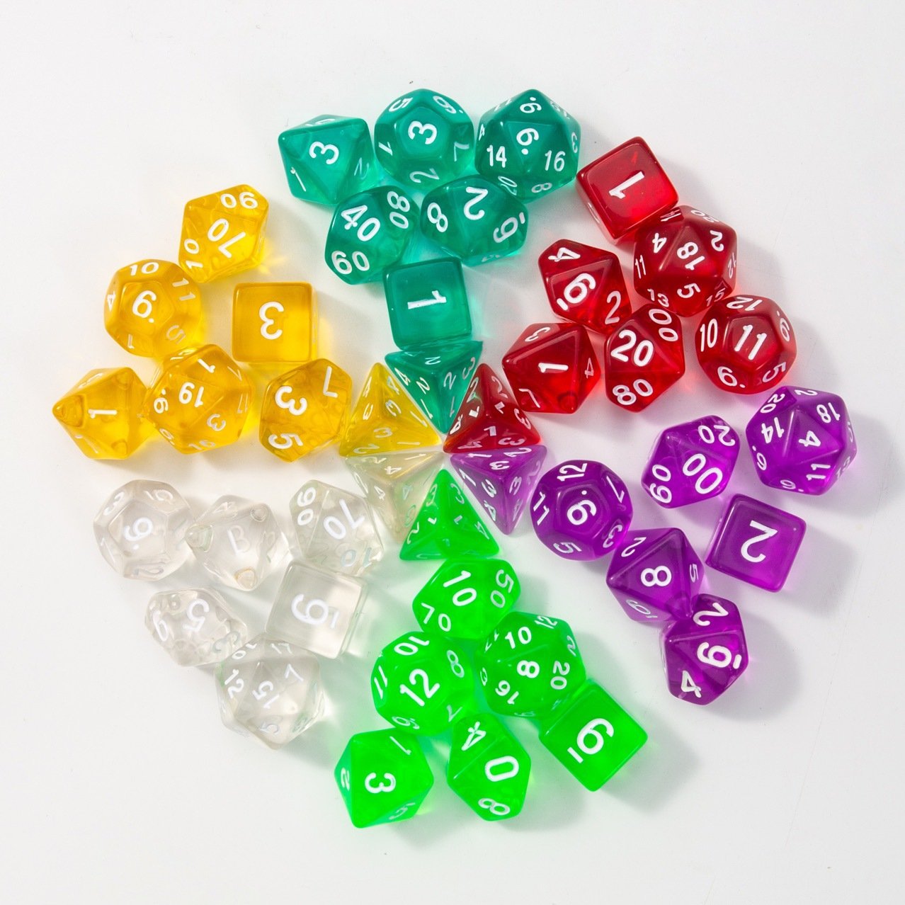 Acrylic Dice Set of 7pcs DND Dice Polyhedral Cubes Dice Acrylic Gaming Accessory Table entertainment products