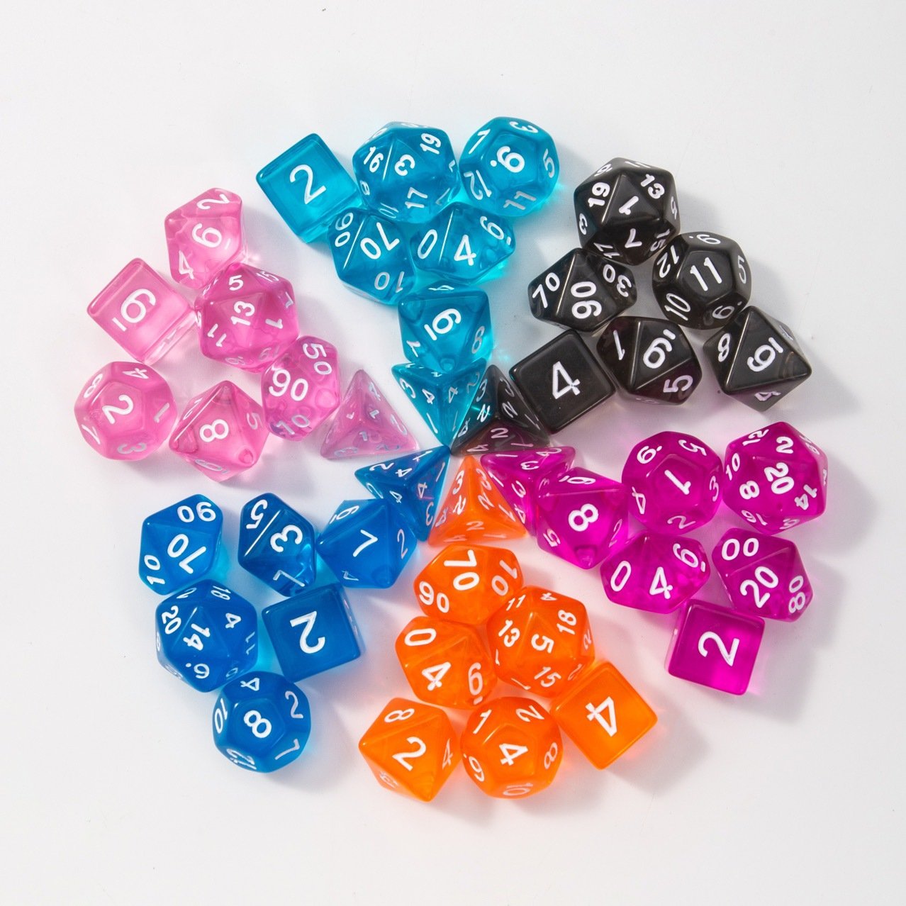 Acrylic Dice Set of 7pcs DND Dice Polyhedral Cubes Dice Acrylic Gaming Accessory Table entertainment products
