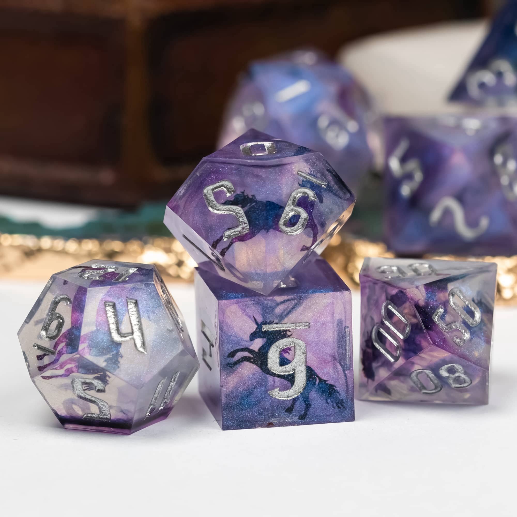 Udixi polyhedron dungeons and dragons resin sharp edge rpg sharp sides dice custom set Unicorn Sticker