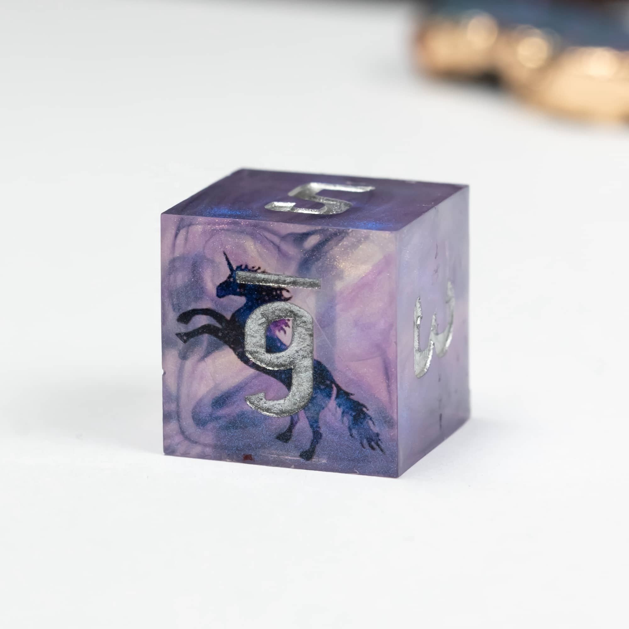 Udixi polyhedron dungeons and dragons resin sharp edge rpg sharp sides dice custom set Unicorn Sticker