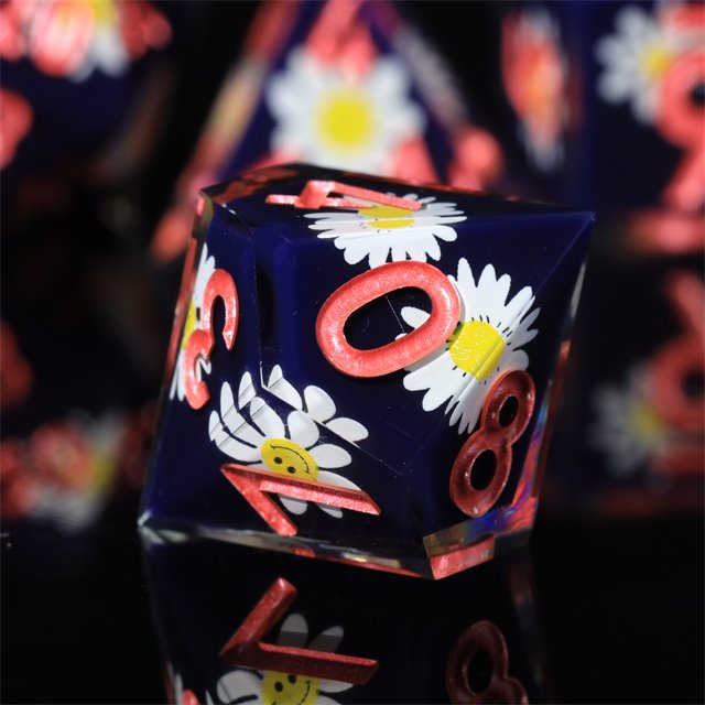 Mini Planet Custom 7pcs Resin DND Polyhedral Board Game RPG Dragon & Dungeon Dice Set Handmade Sharp Design for Promotions