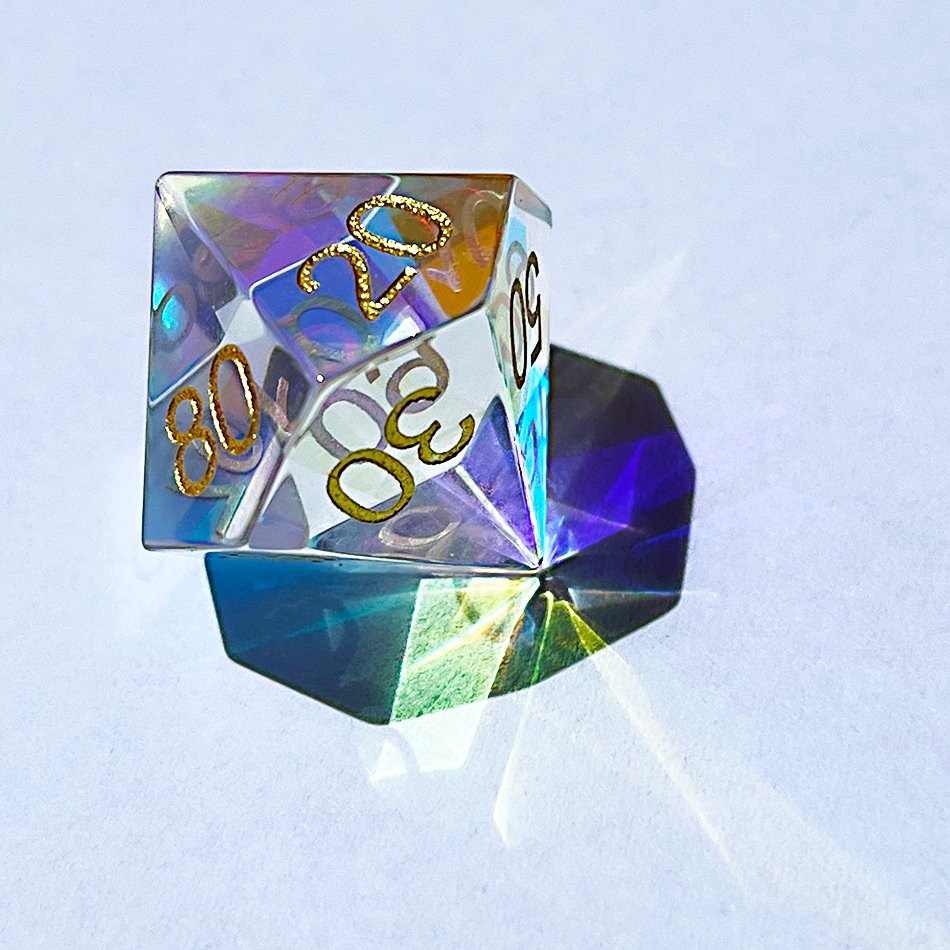 Prismatic Glass Dice Set | 7 Polyhedral Dice | Dungeons and Dragons | DND