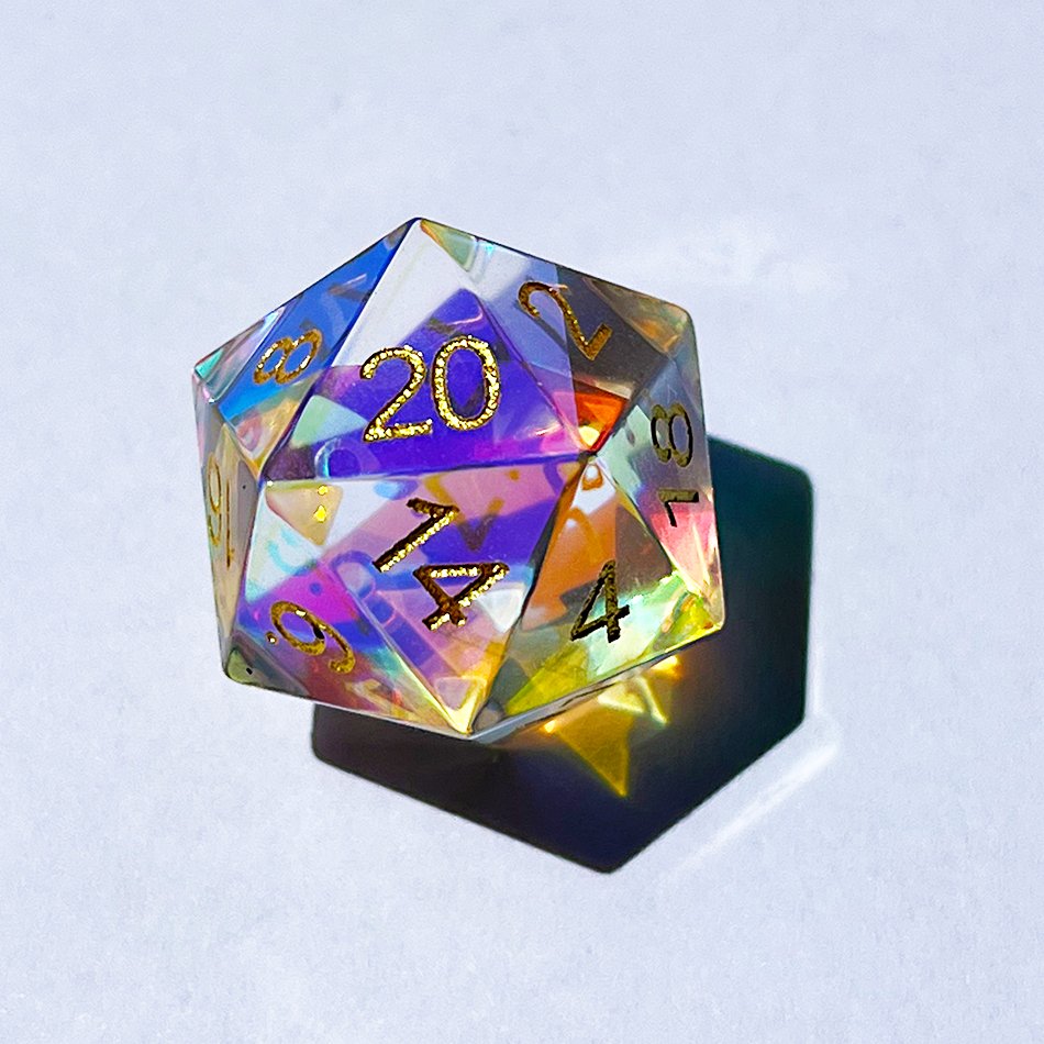 Prismatic Glass Dice Set | 7 Polyhedral Dice | Dungeons and Dragons | DND
