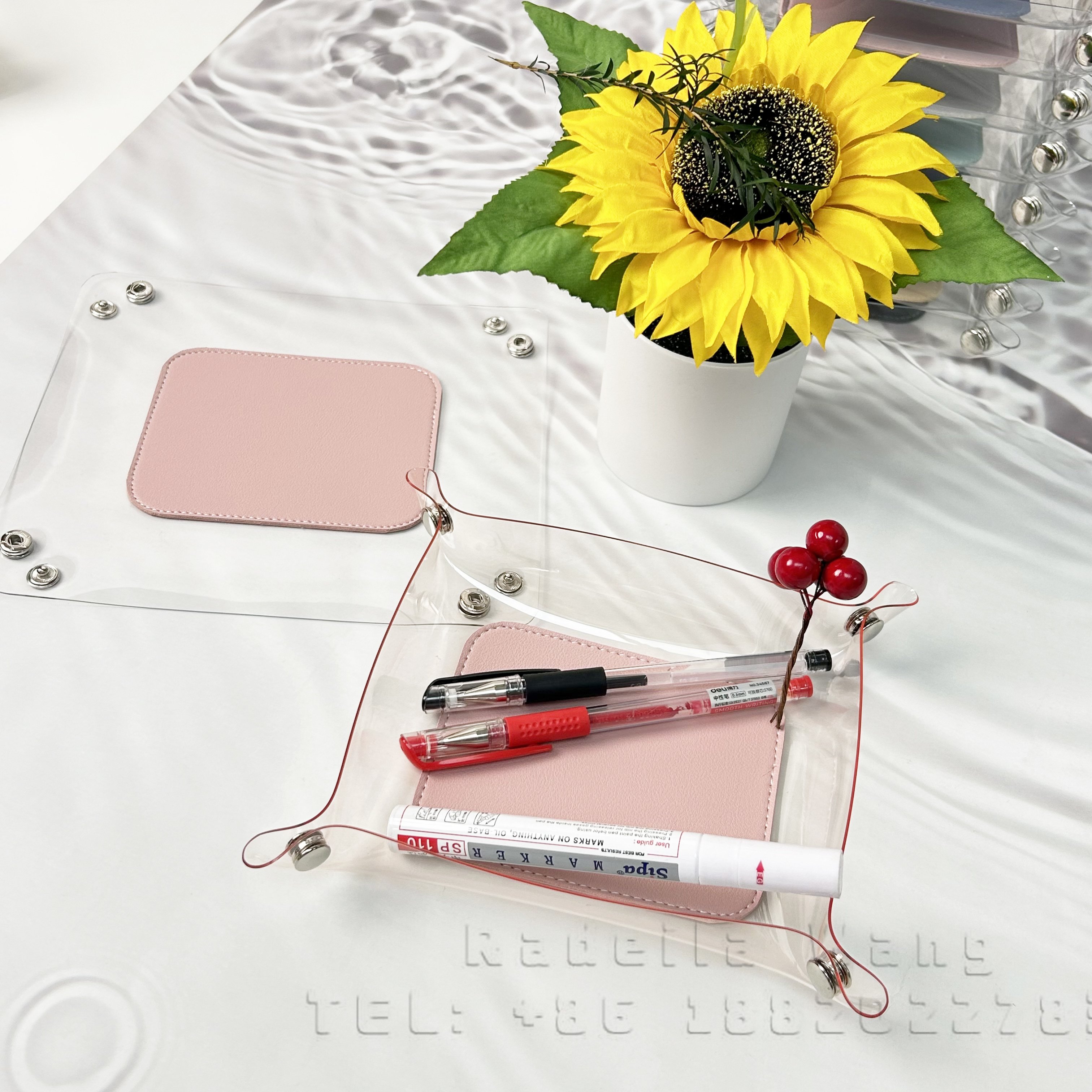 Office/Home PVC/Leather Dice Tray Valet Storage Trays Jewelry Key Desk Sundries Organizer Catchall Cosmetics Holder Pen Case