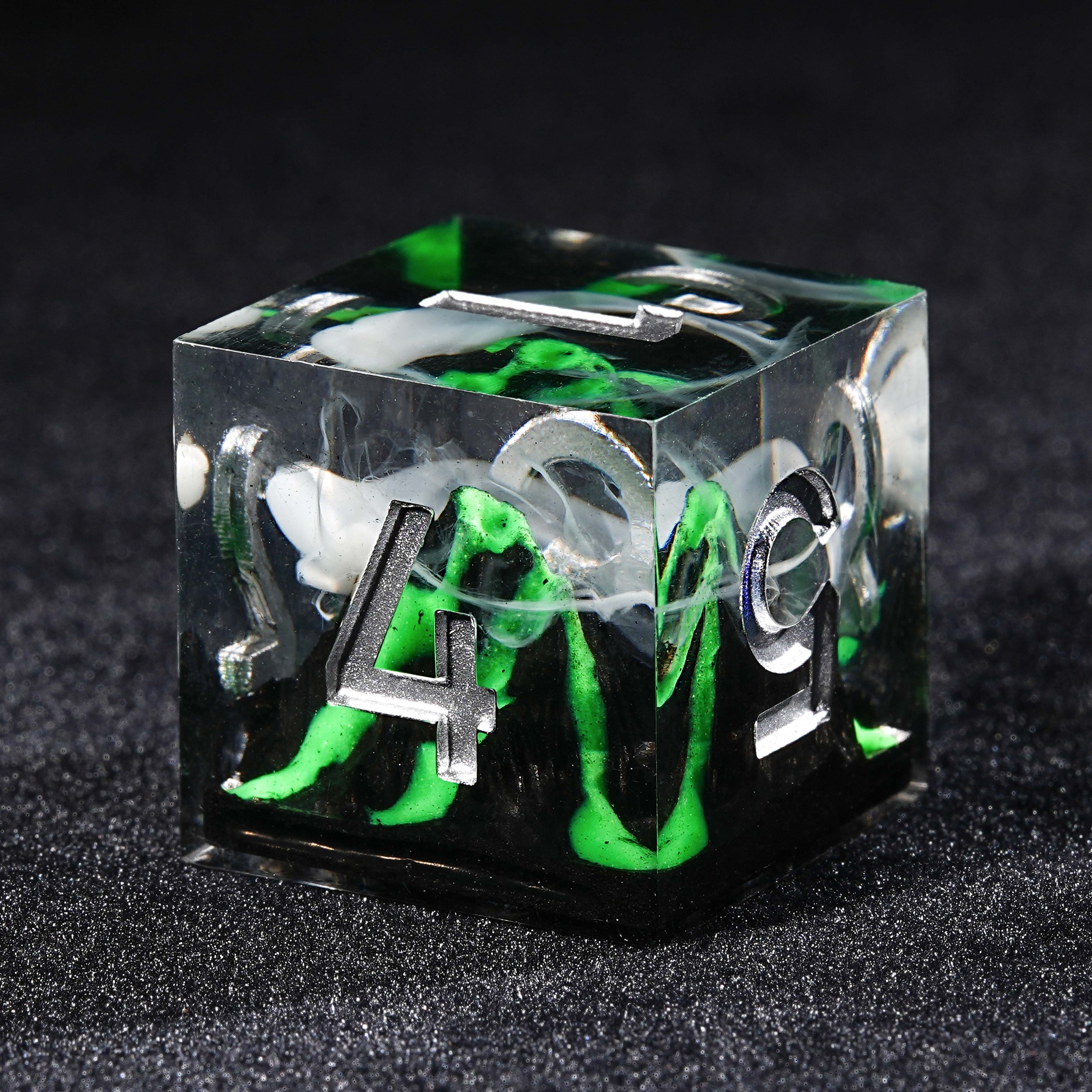 7Pcs Green Volcano Dice Resin Polyhedral Dice For DND Role Games Playing Collection Set