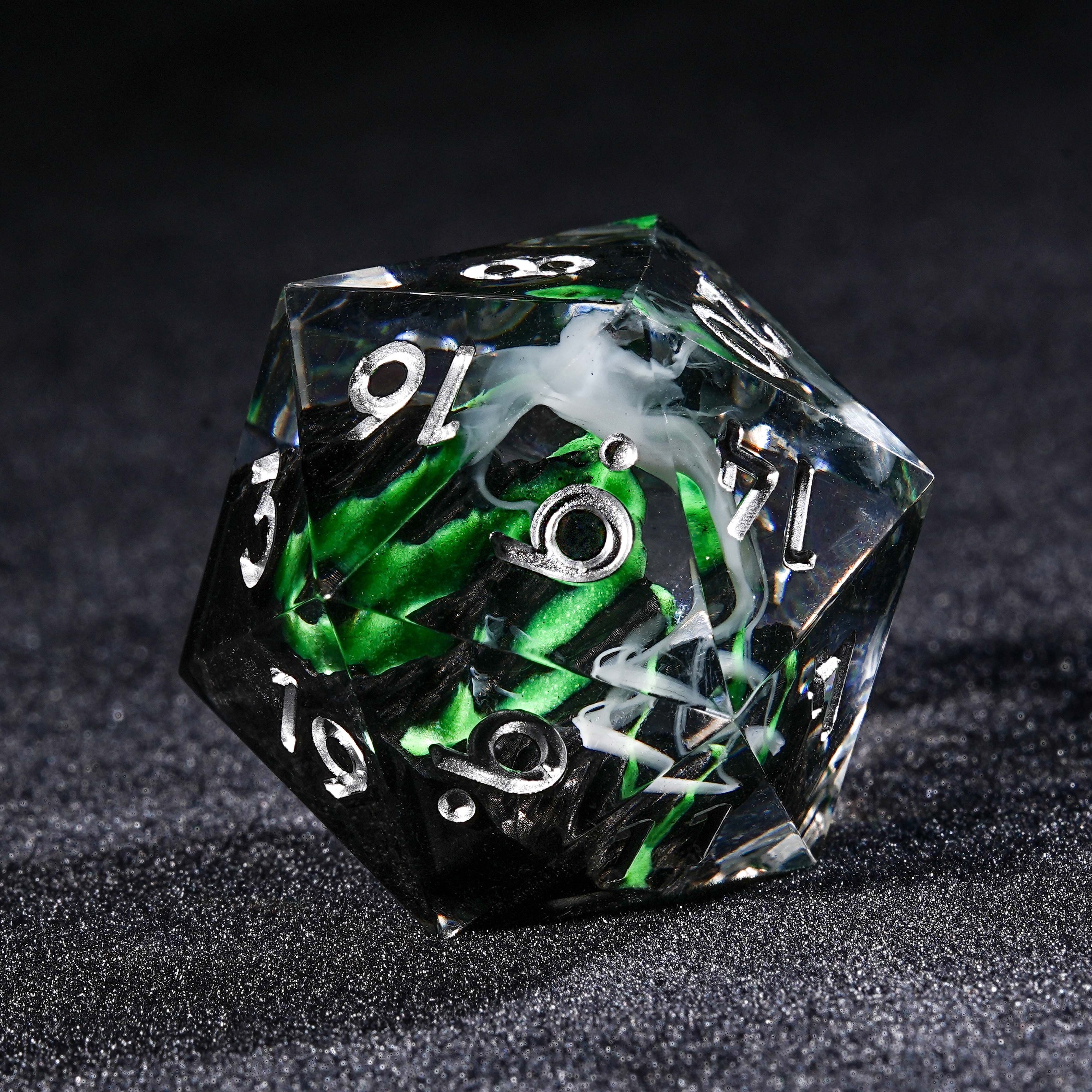 7Pcs Green Volcano Dice Resin Polyhedral Dice For DND Role Games Playing Collection Set