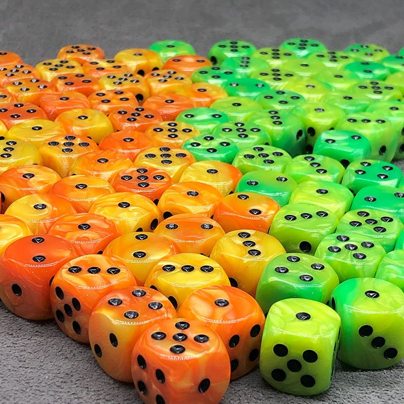 Bulk 6 Side Dice Set Swirl Gold&Yellow 16mm Dice D6