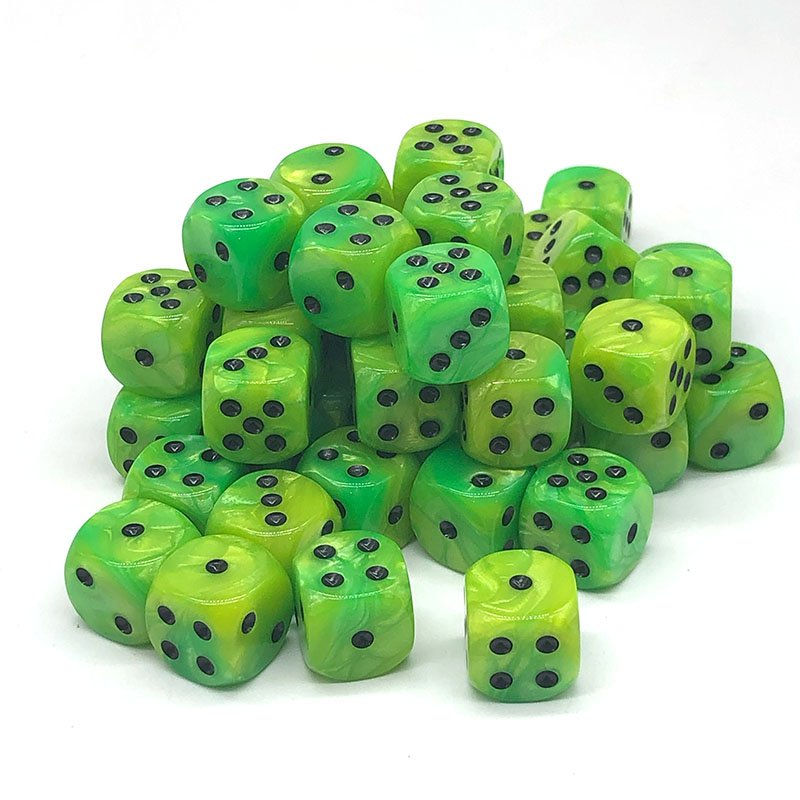 Bulk 6 Side Dice Set Swirl Gold&Yellow 16mm Dice D6
