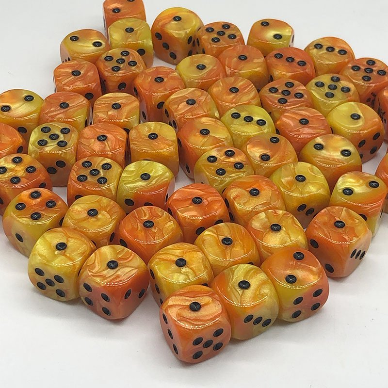 Bulk 6 Side Dice Set Swirl Gold&Yellow 16mm Dice D6