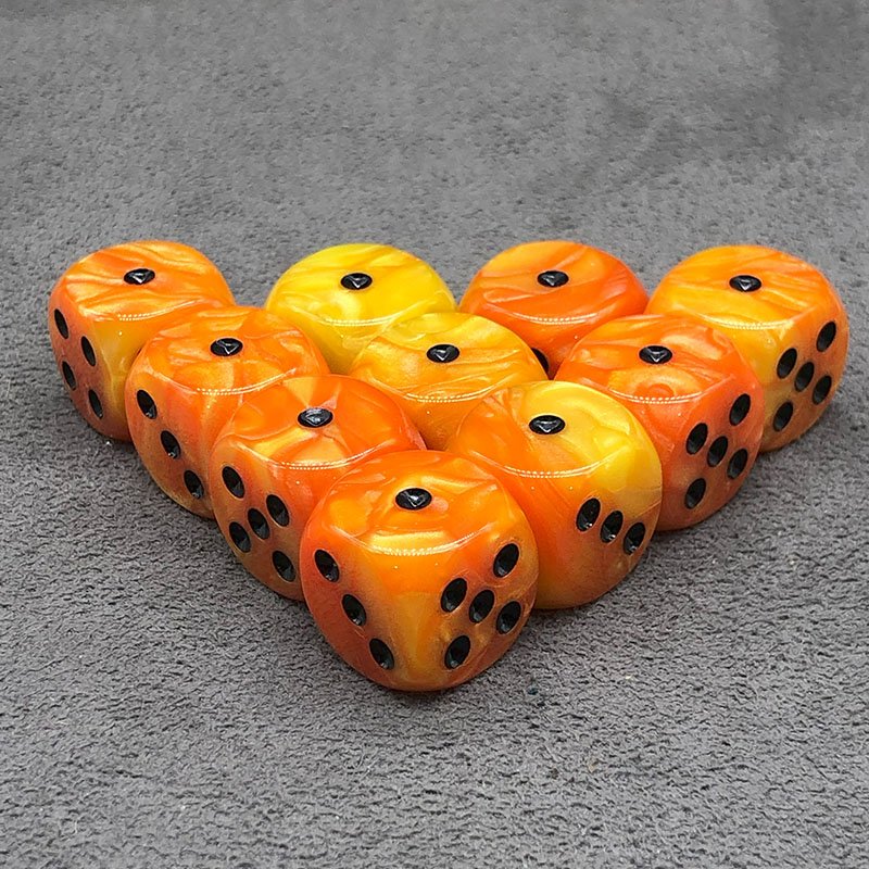 Bulk 6 Side Dice Set Swirl Gold&Yellow 16mm Dice D6