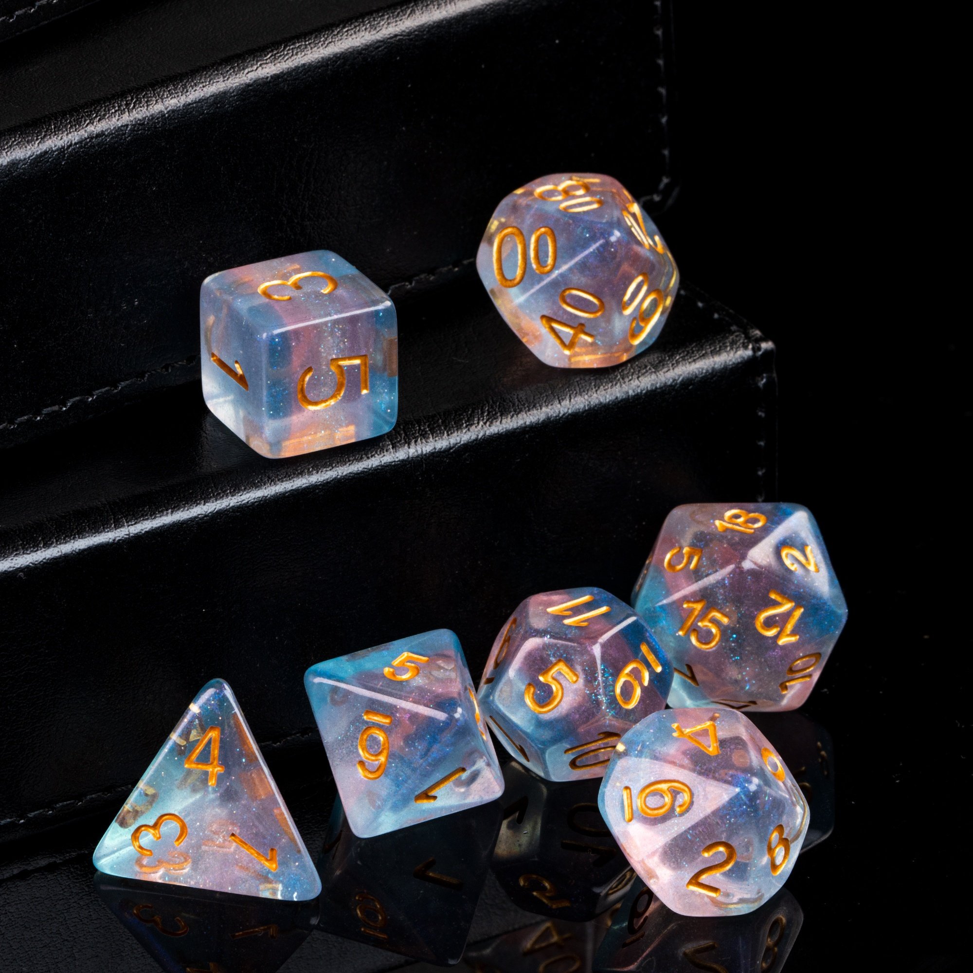 Udixi Plastic Polyhedral custom logo rpg dungeons and dragons Multilayer resin dice game set