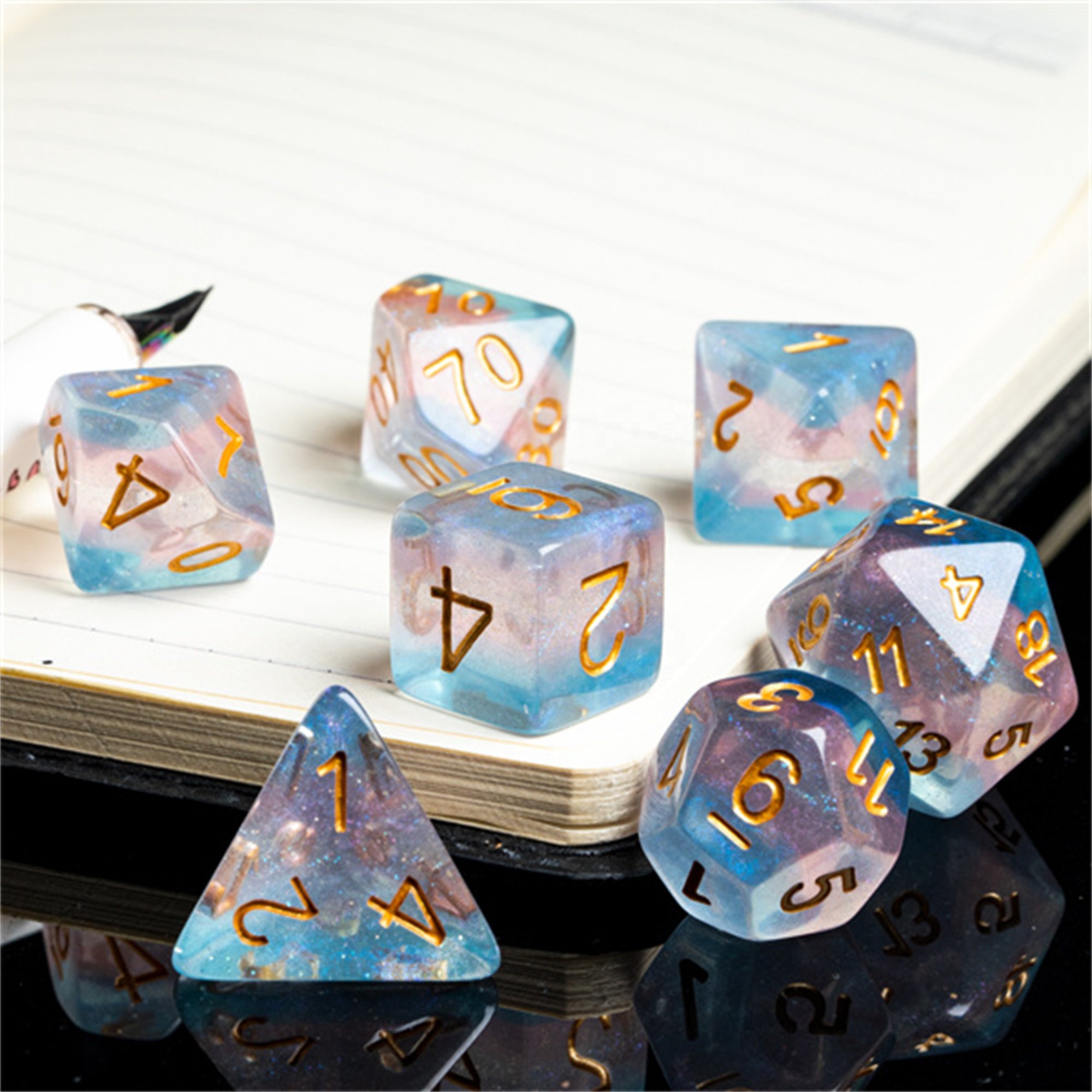 Udixi Plastic Polyhedral custom logo rpg dungeons and dragons Multilayer resin dice game set