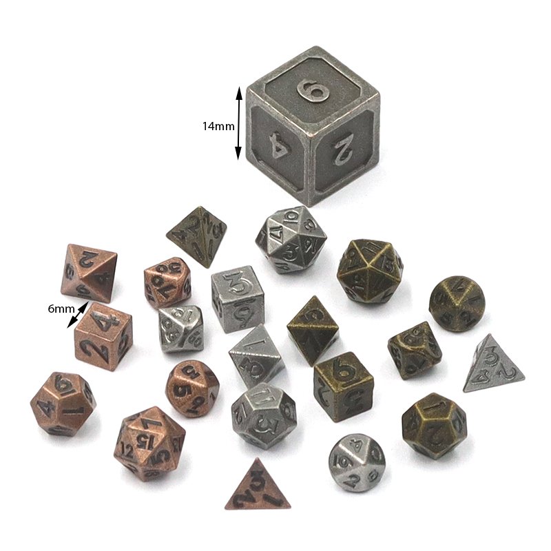 Mini 6mm Polyhedral Metal Dice Set 7pcs Custom Logo Dungeons & Dragons DND RPG Roll Shape Polyhedron for Role Playing Games