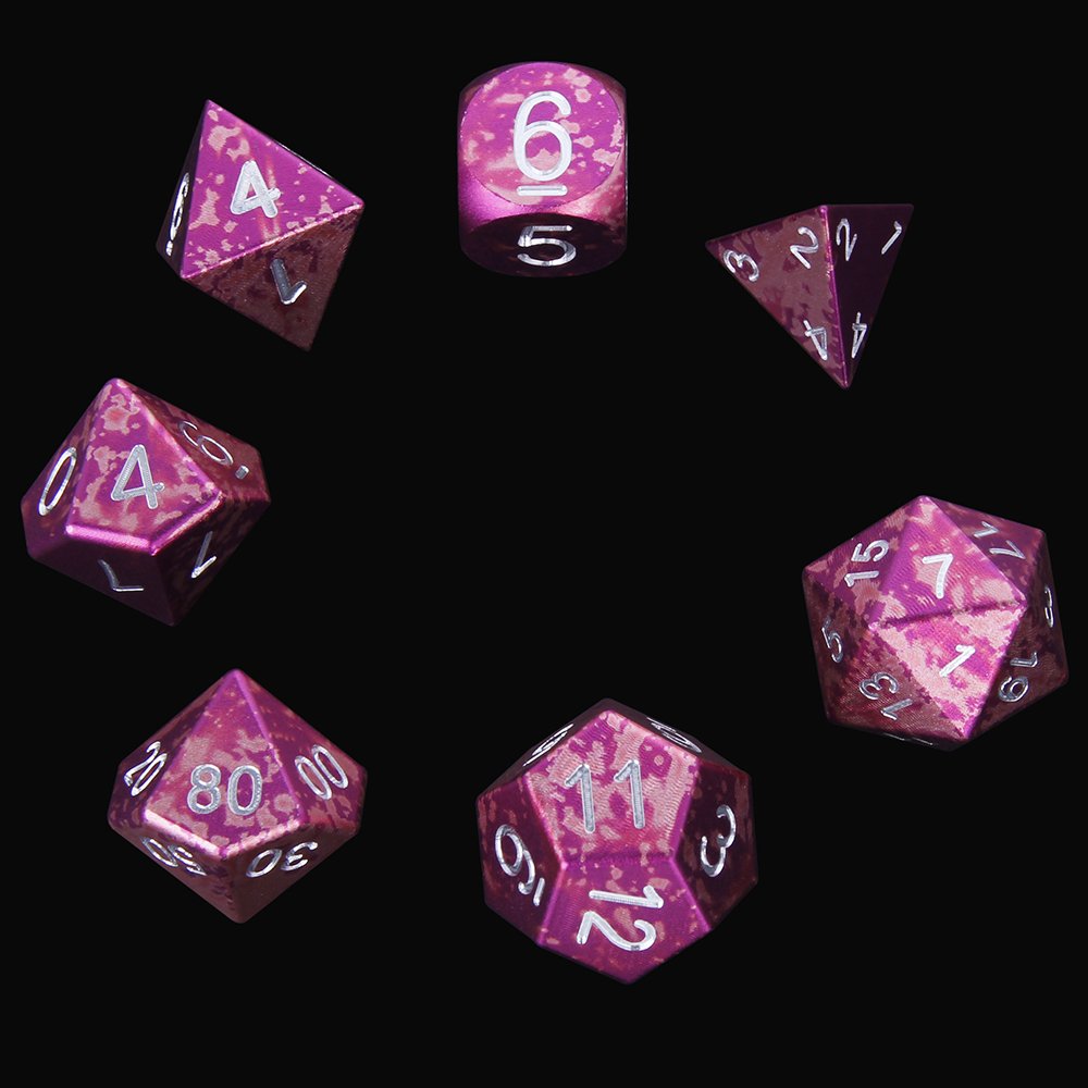 MBWS CNC Machined Rosy-Yellow Metal Dice Set Polyhedral Dice Custom