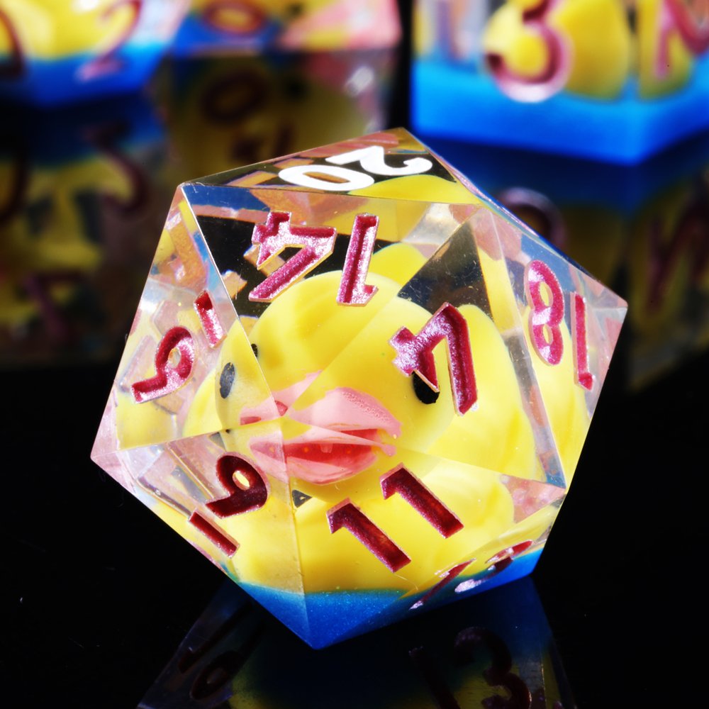 MINI PLANET Yellow Duck DND Dice Set Handmade Polyhedral Resin Dice with Sharp Edges For TRPG Games Custom DND Dice Set and D20