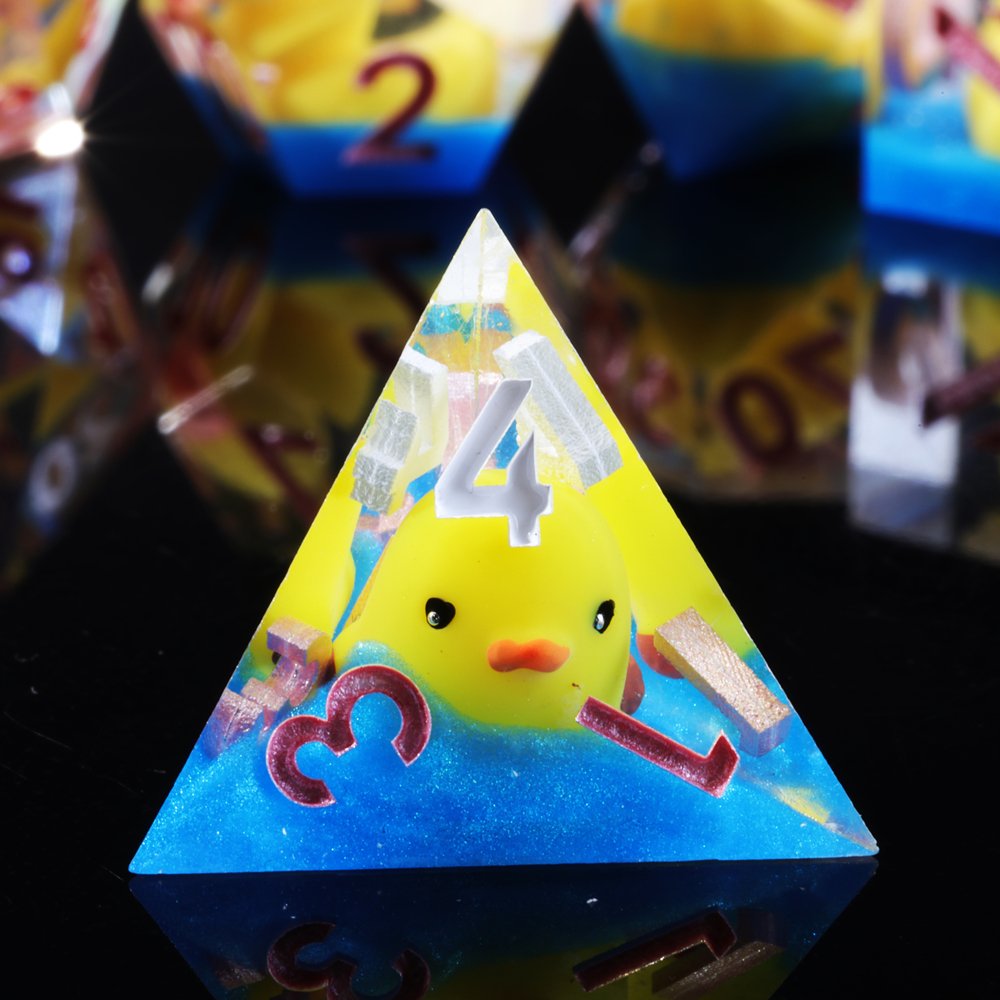 MINI PLANET Yellow Duck DND Dice Set Handmade Polyhedral Resin Dice with Sharp Edges For TRPG Games Custom DND Dice Set and D20