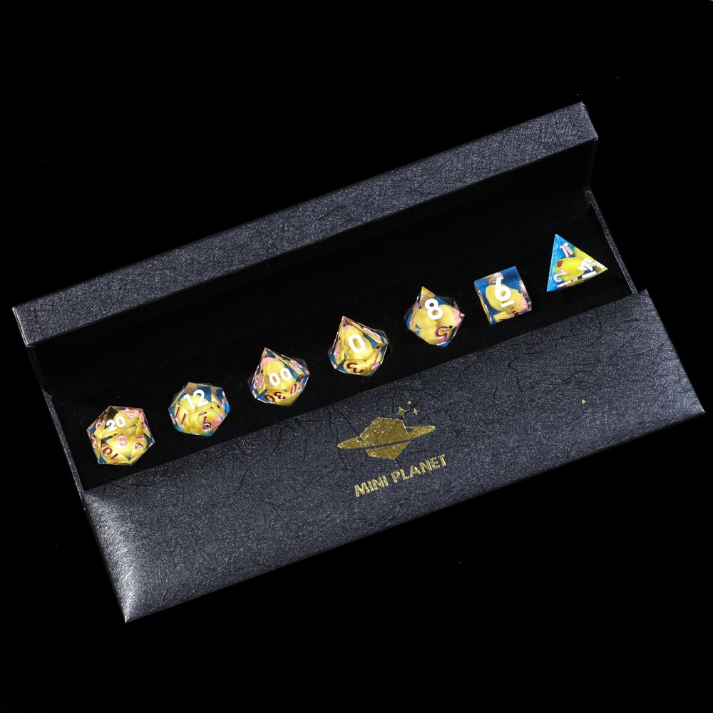 MINI PLANET Yellow Duck DND Dice Set Handmade Polyhedral Resin Dice with Sharp Edges For TRPG Games Custom DND Dice Set and D20
