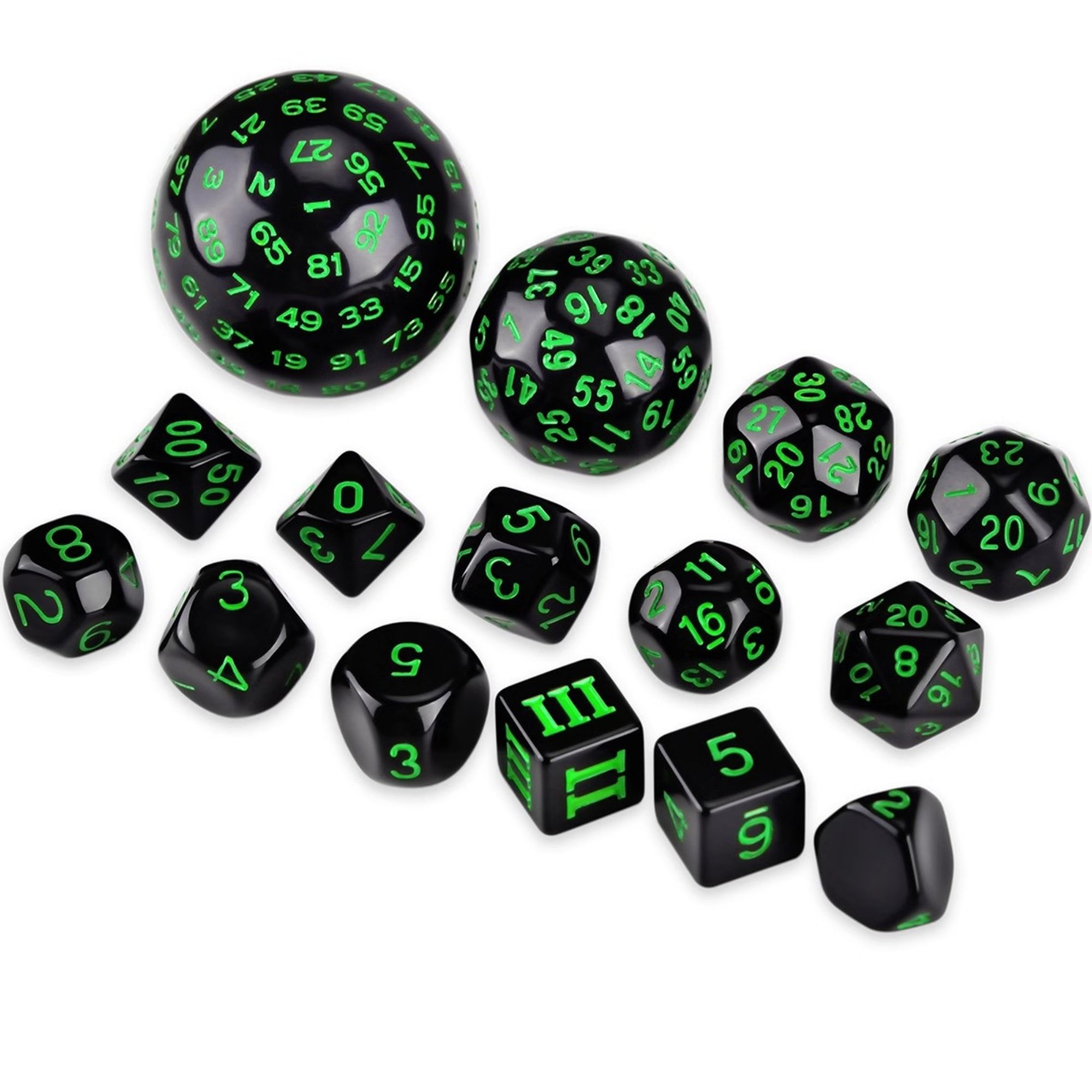MINI PALENT Acrylic 15pcs DND Dice Set D3-D100 Polyhedral Dice TRPG Table Games Wholesale Acrylic 100 Sides Dice Set D&D Games