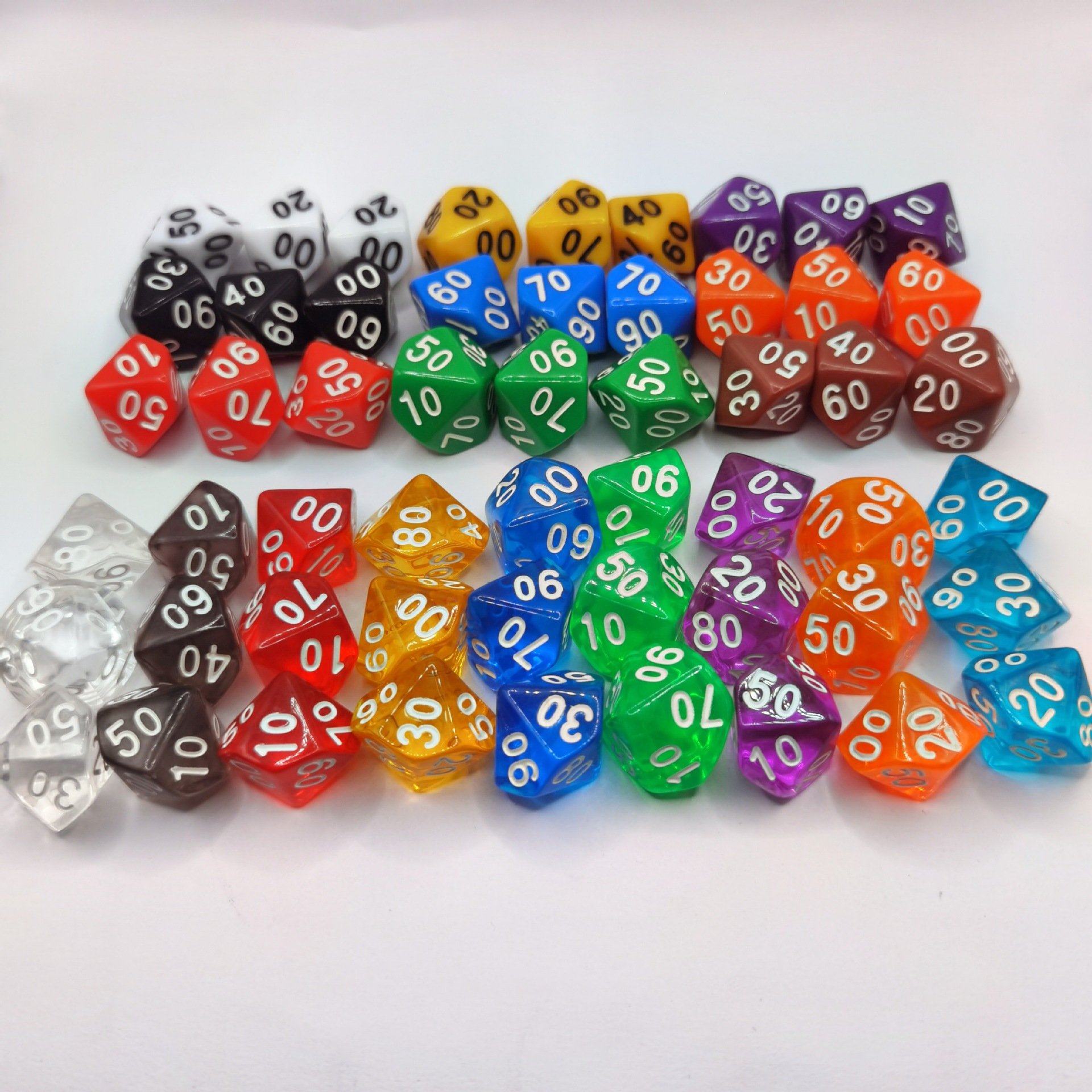 Xcl Transparent Multicolor D10 Dice Set Dnd Dice Games Polyhedral Dice Set