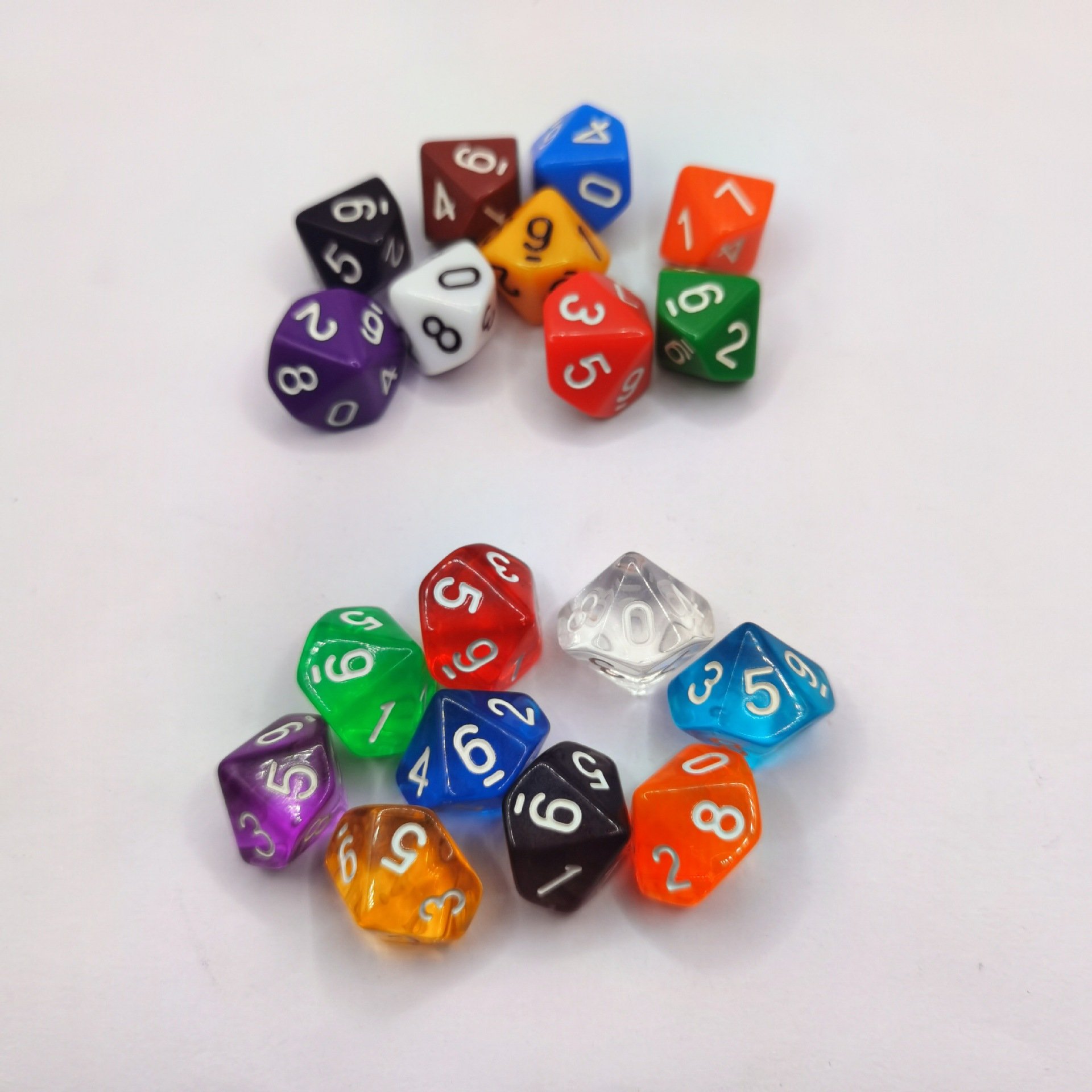 Xcl Transparent Multicolor D10 Dice Set Dnd Dice Games Polyhedral Dice Set