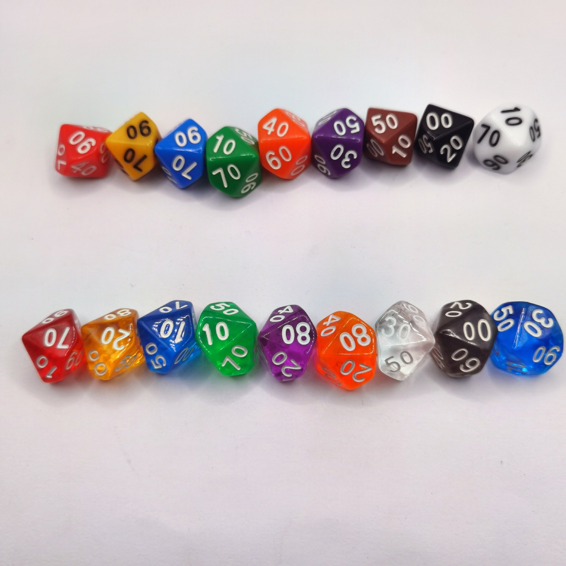 Xcl Transparent Multicolor D10 Dice Set Dnd Dice Games Polyhedral Dice Set