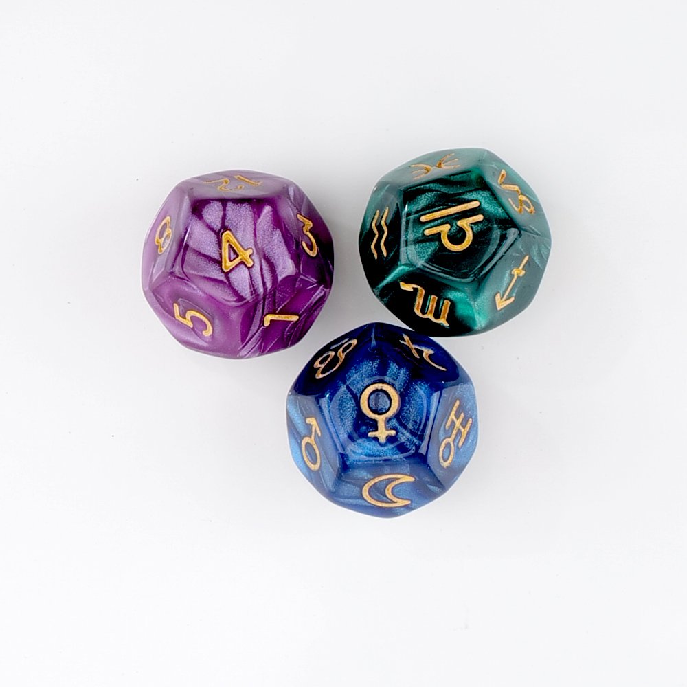 Table Game Dice Constellation Divination Toys Planets Signs Numbers Polyhedral 12-Sided Astrology Dice