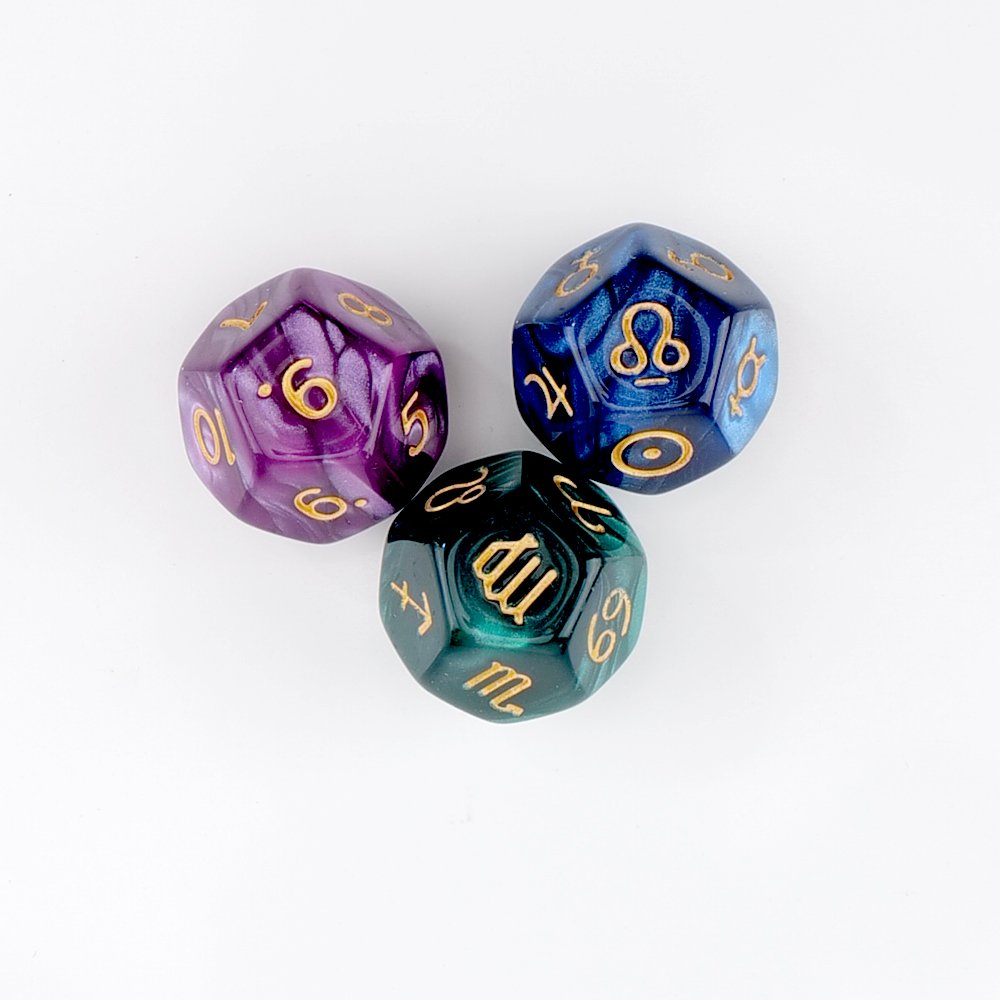 Table Game Dice Constellation Divination Toys Planets Signs Numbers Polyhedral 12-Sided Astrology Dice