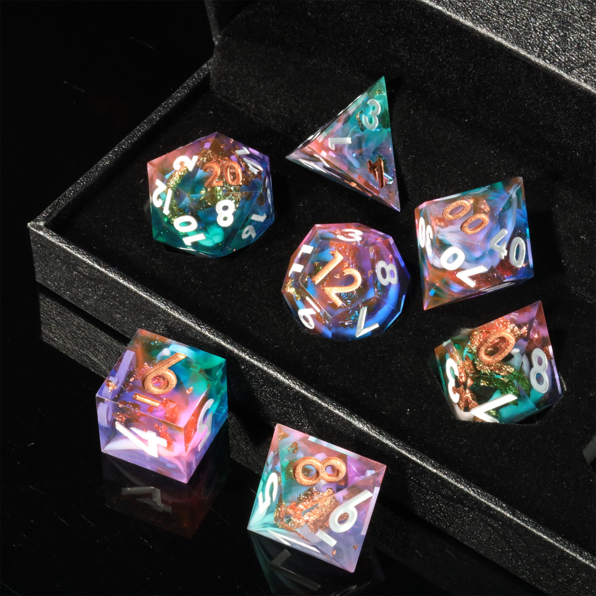 MINI PLANET DND Dice Set Handmade Colored Polyhedral Resin Dice with Sharp Edges For TRPG Games Custom DND Dice Set and D6 D20