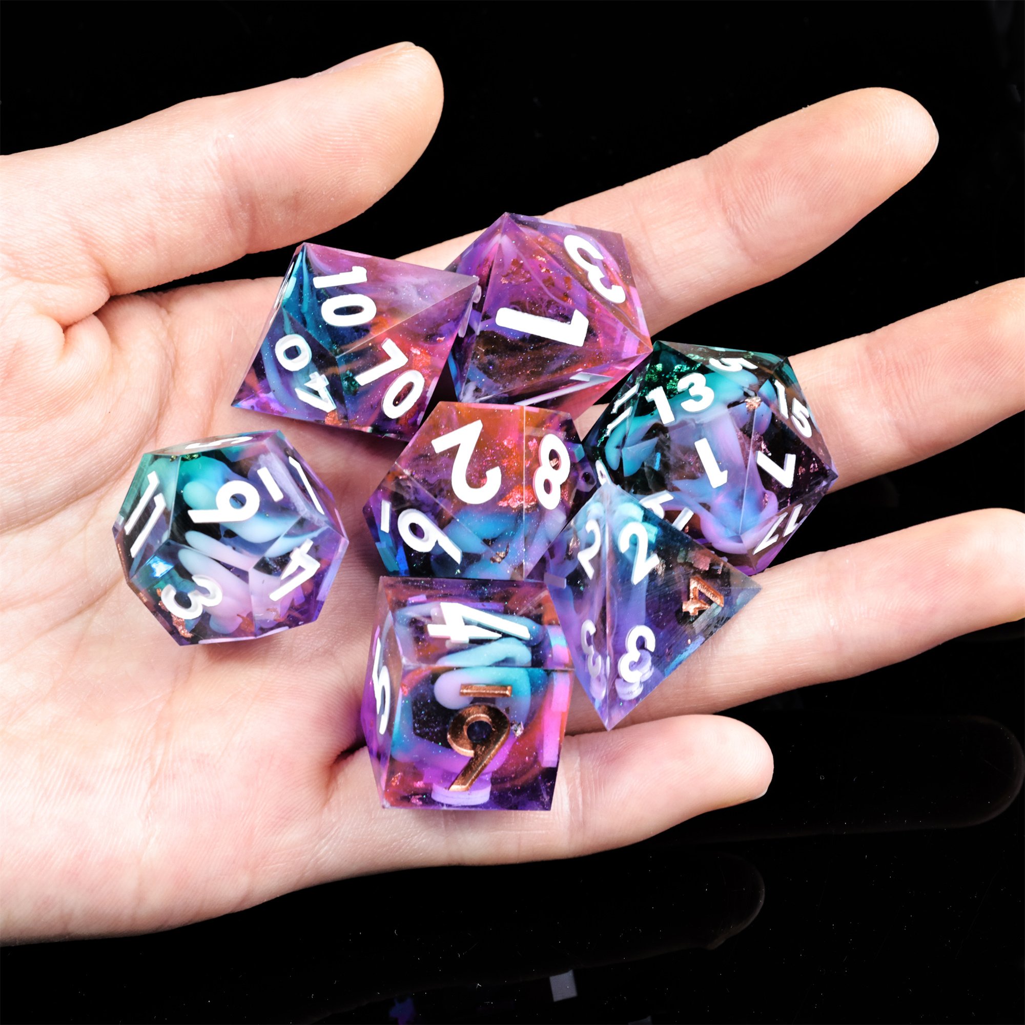 MINI PLANET DND Dice Set Handmade Colored Polyhedral Resin Dice with Sharp Edges For TRPG Games Custom DND Dice Set and D6 D20