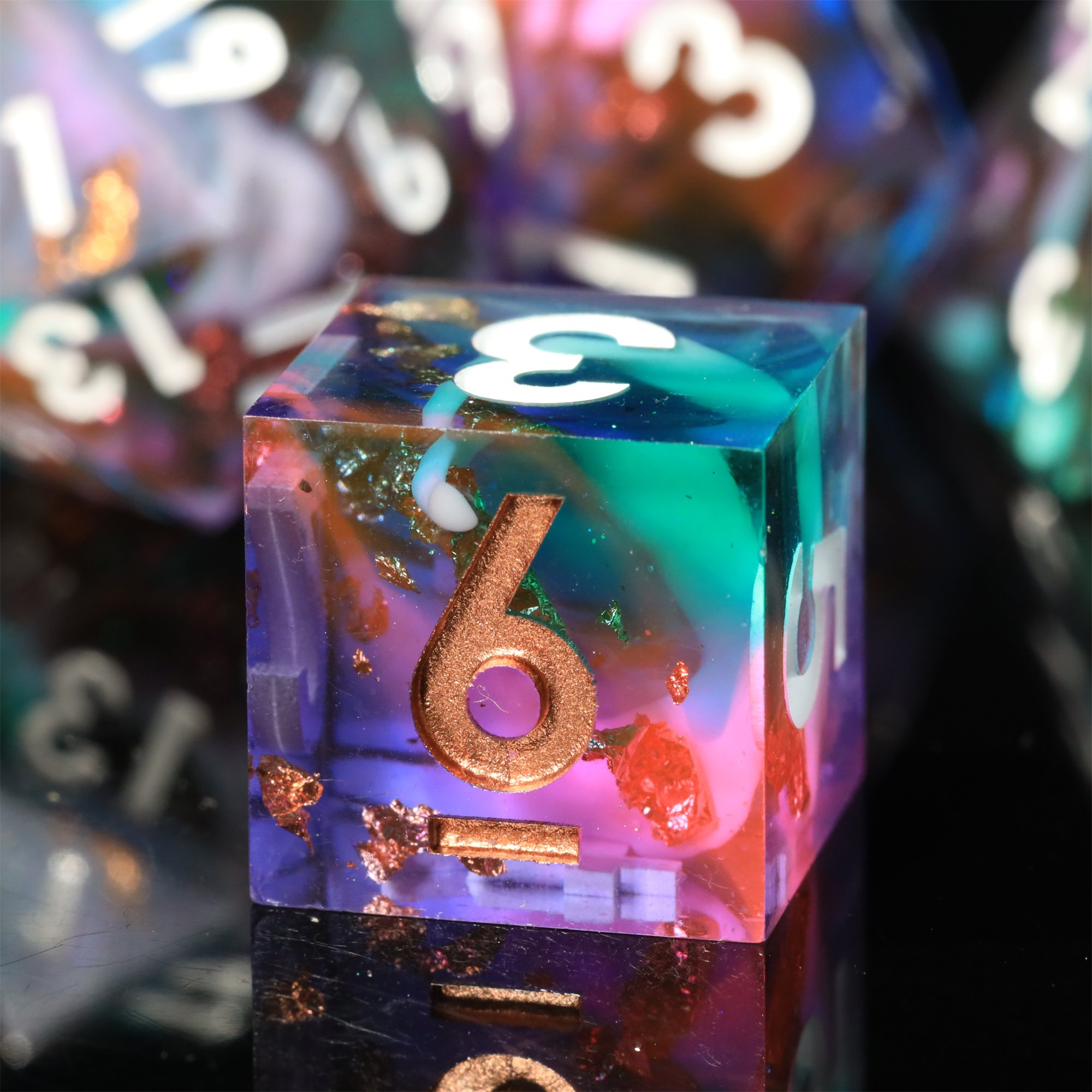 MINI PLANET DND Dice Set Handmade Colored Polyhedral Resin Dice with Sharp Edges For TRPG Games Custom DND Dice Set and D6 D20
