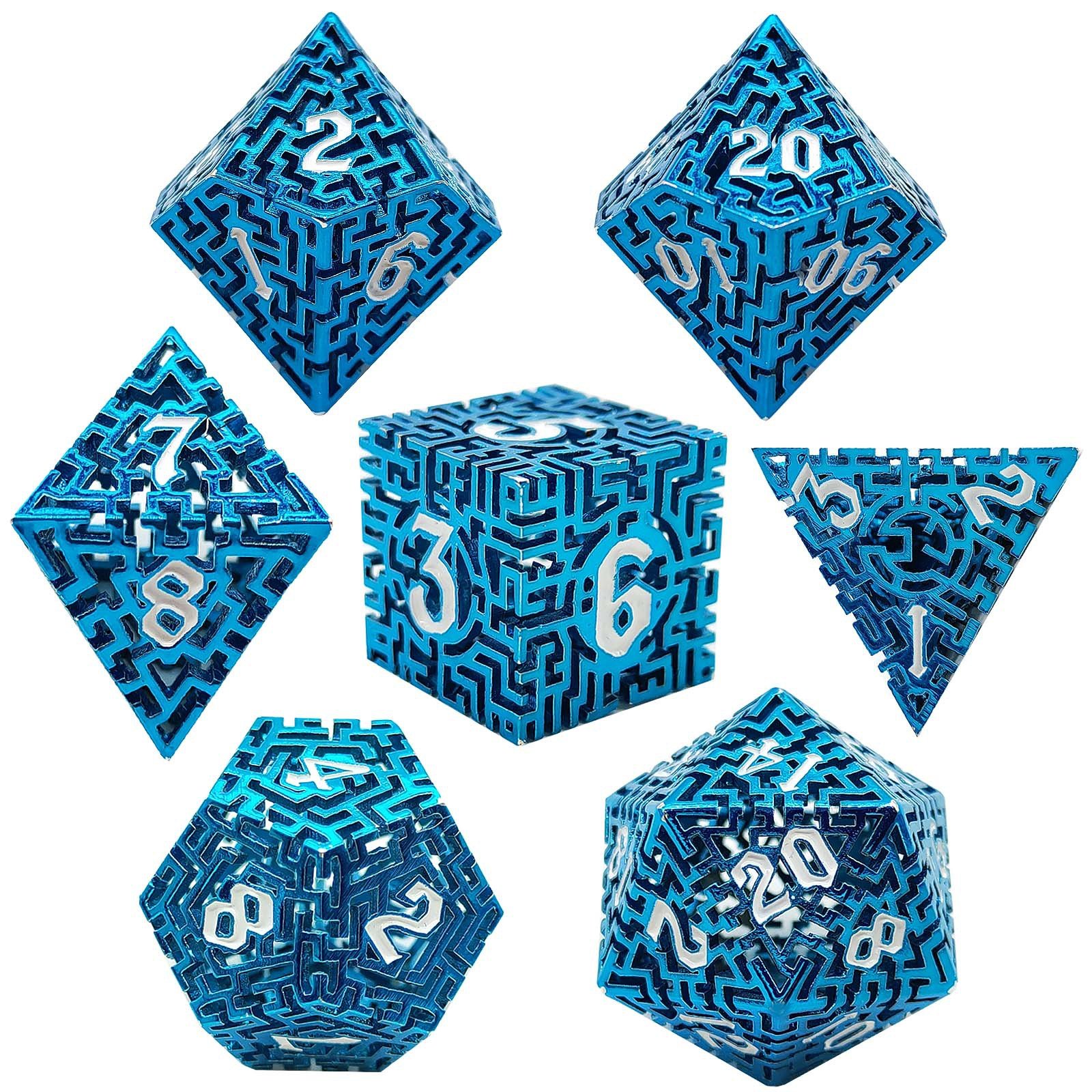 Mini Planet Wholesale RPG Board Games Handmade polyhedral Hollow Copper Metal dice set 7pcs Dice Custom Logo for DND MTG Players
