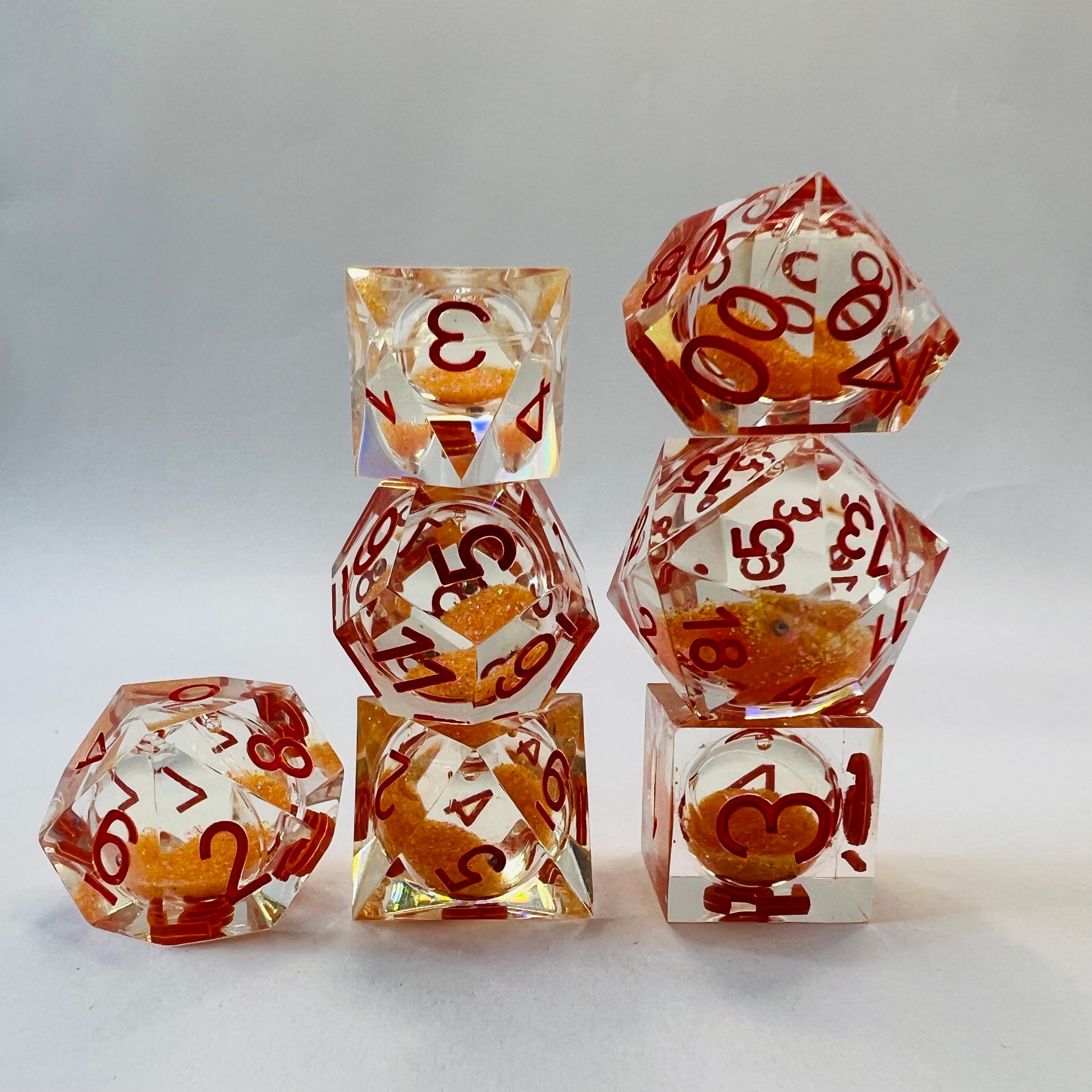 Custom Logo Rpg Dnd Board Game Dice Polyhedral Colorful Quicksand Liquid Core Fill 16Mm Handmade Resin Dice