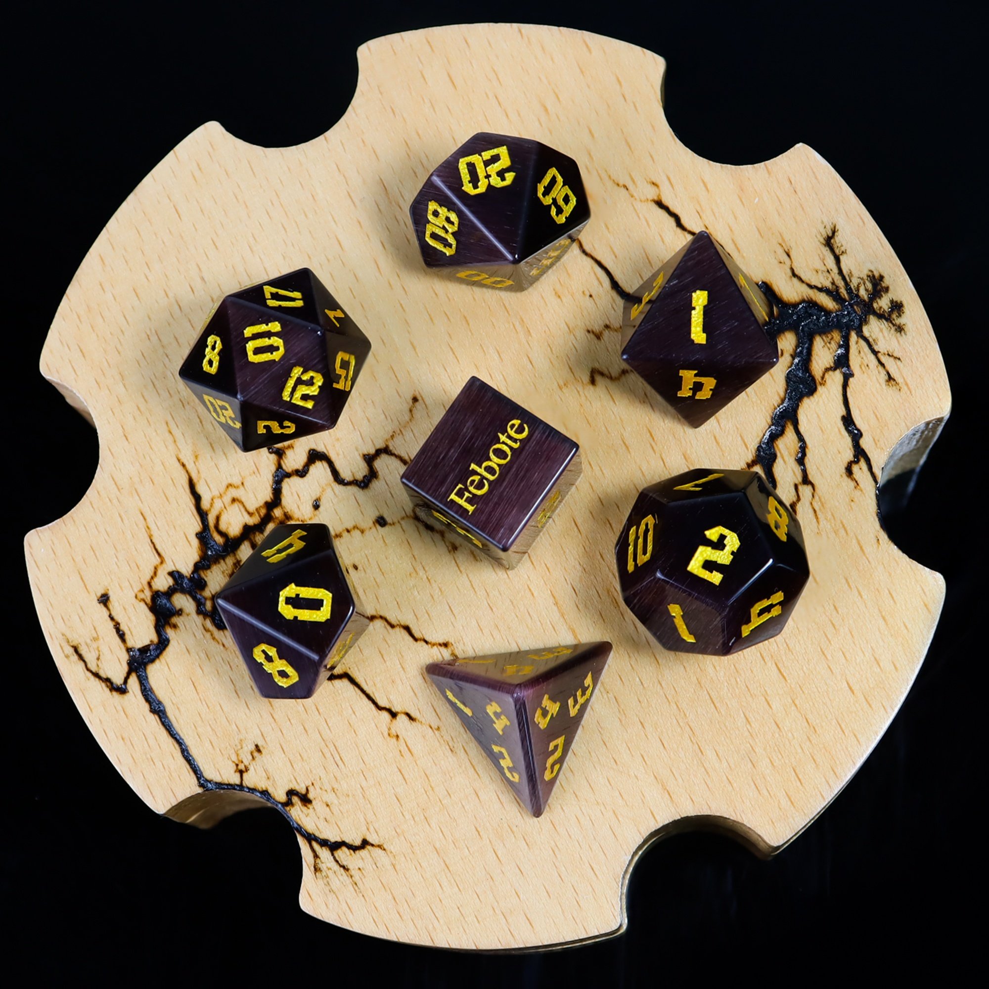 Wholesale Custom Wine Red Cats Eye Dice DND RPG Polyhedral Dice D&D Gemstone Dice For Board Games