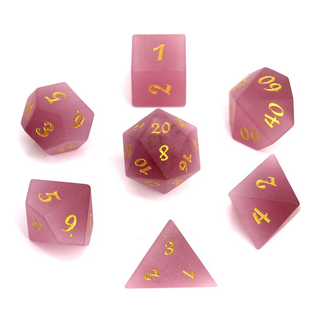 Factory wholesale high quality hot-selling Frosted Pink Cat's Eye Dice Set for dungeons and dragons RPG