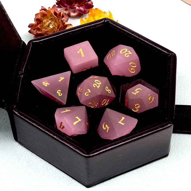 Factory wholesale high quality hot-selling Frosted Pink Cat's Eye Dice Set for dungeons and dragons RPG