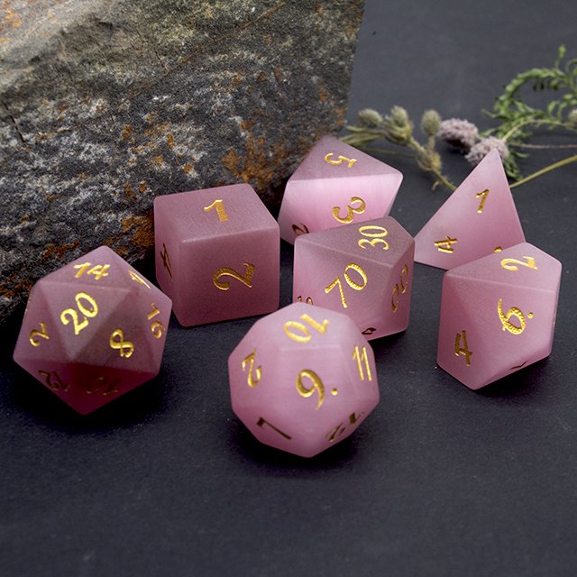Factory wholesale high quality hot-selling Frosted Pink Cat's Eye Dice Set for dungeons and dragons RPG