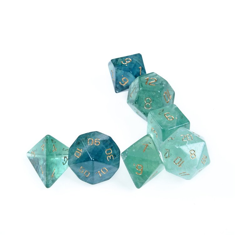 stone dice Green calcite natural gemstone Engraved stone custom dice sets Vikings crystal stone dice