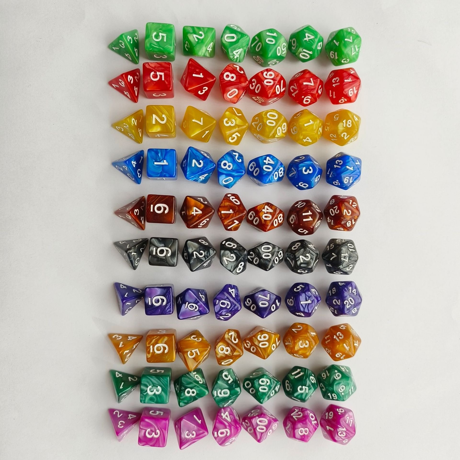 DND Polyhedral Digital Dice 7pcs Set with Acrylic Pearl Pattern Essential Game Accessories