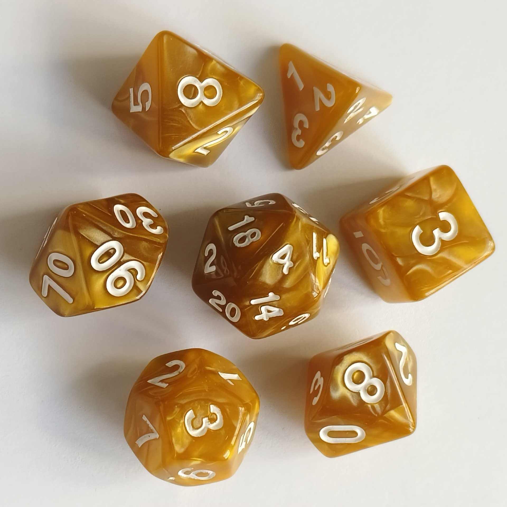 DND Polyhedral Digital Dice 7pcs Set with Acrylic Pearl Pattern Essential Game Accessories