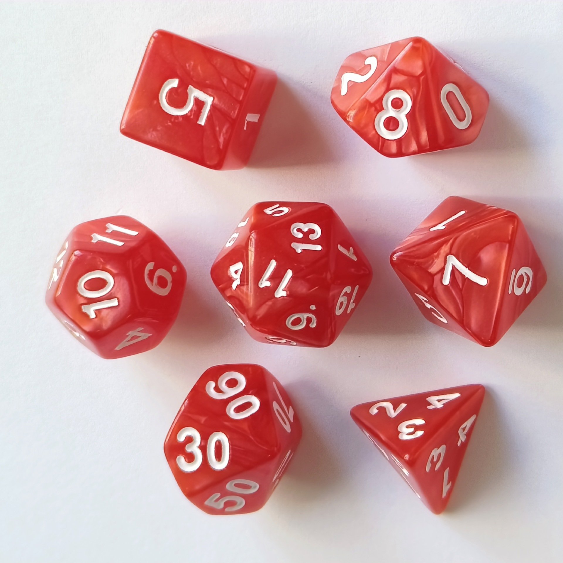 DND Polyhedral Digital Dice 7pcs Set with Acrylic Pearl Pattern Essential Game Accessories