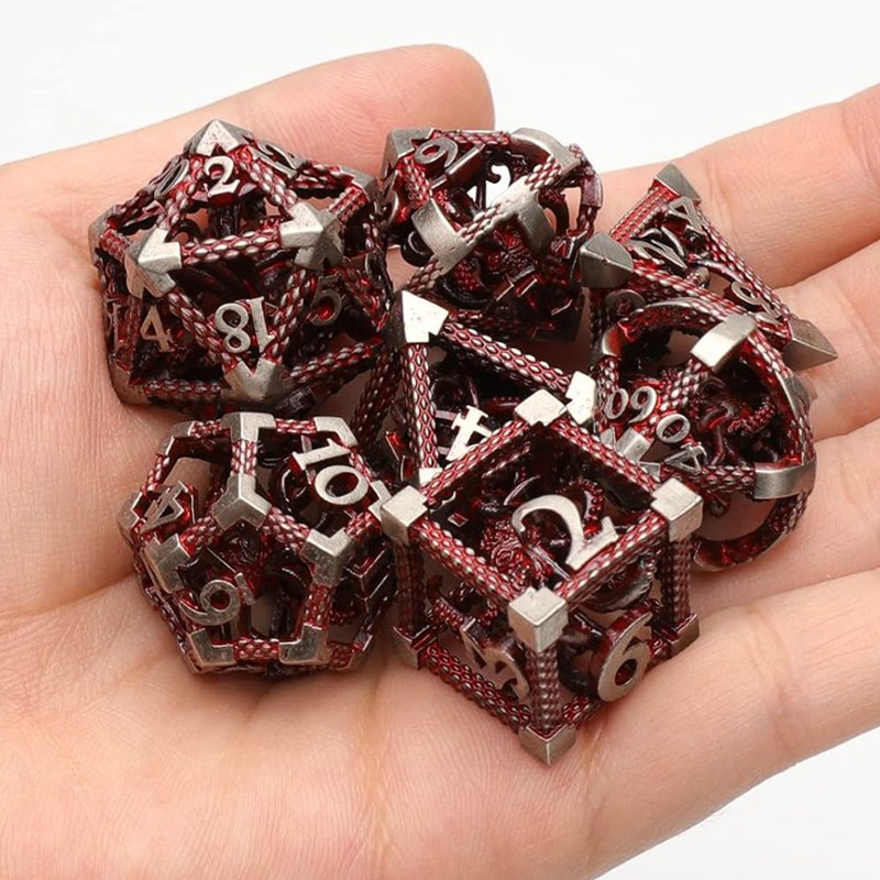 MINI PLANET 3D Octopus Metal DND Dice Set For TRPG Dungeons&Dragons Game Polyhedral Metal Hollow Dice Set Custom DND Dice Metal